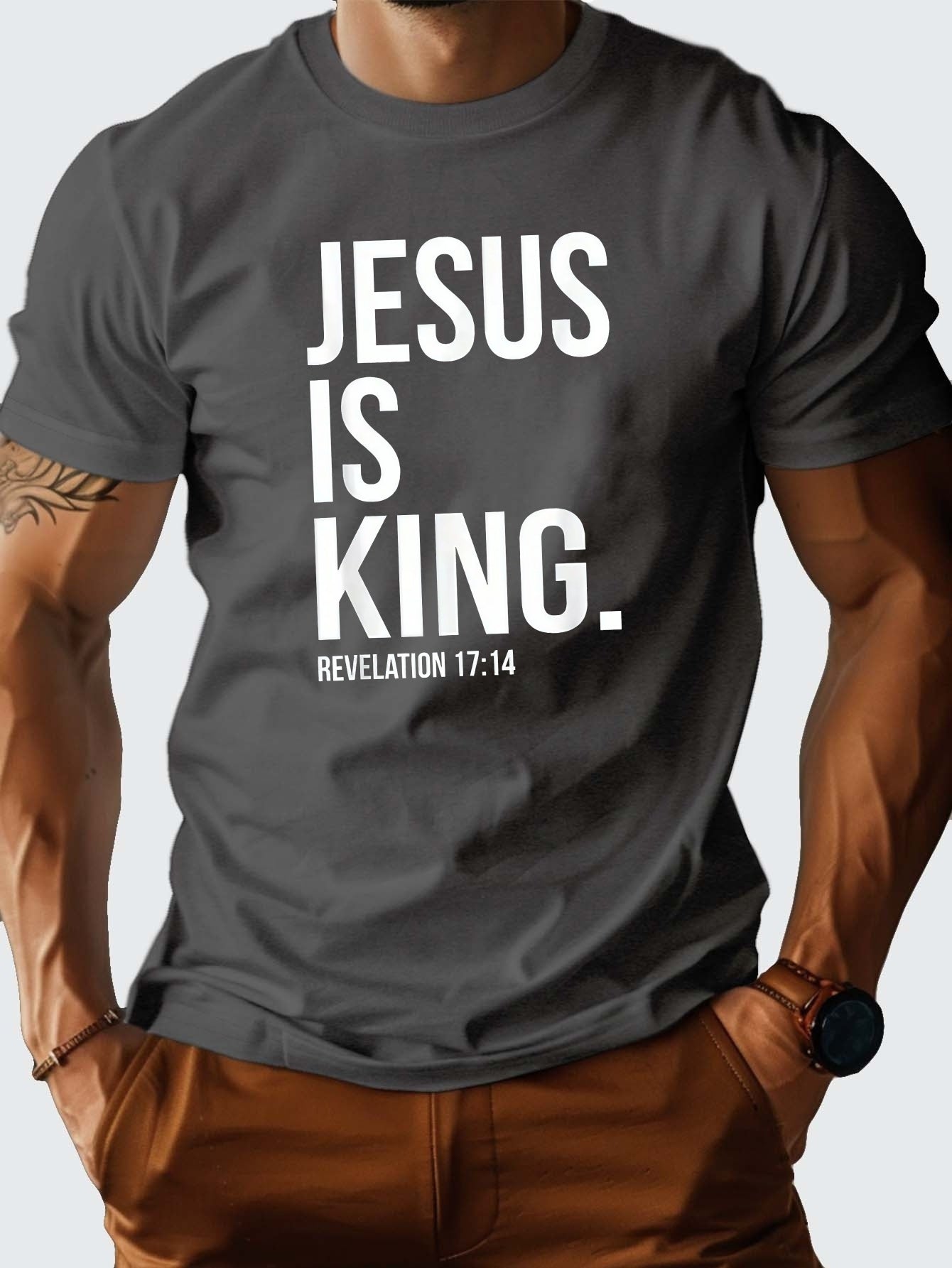 Revelation 17:14 JESUS IS KING Men's Christian T-shirt claimedbygoddesigns