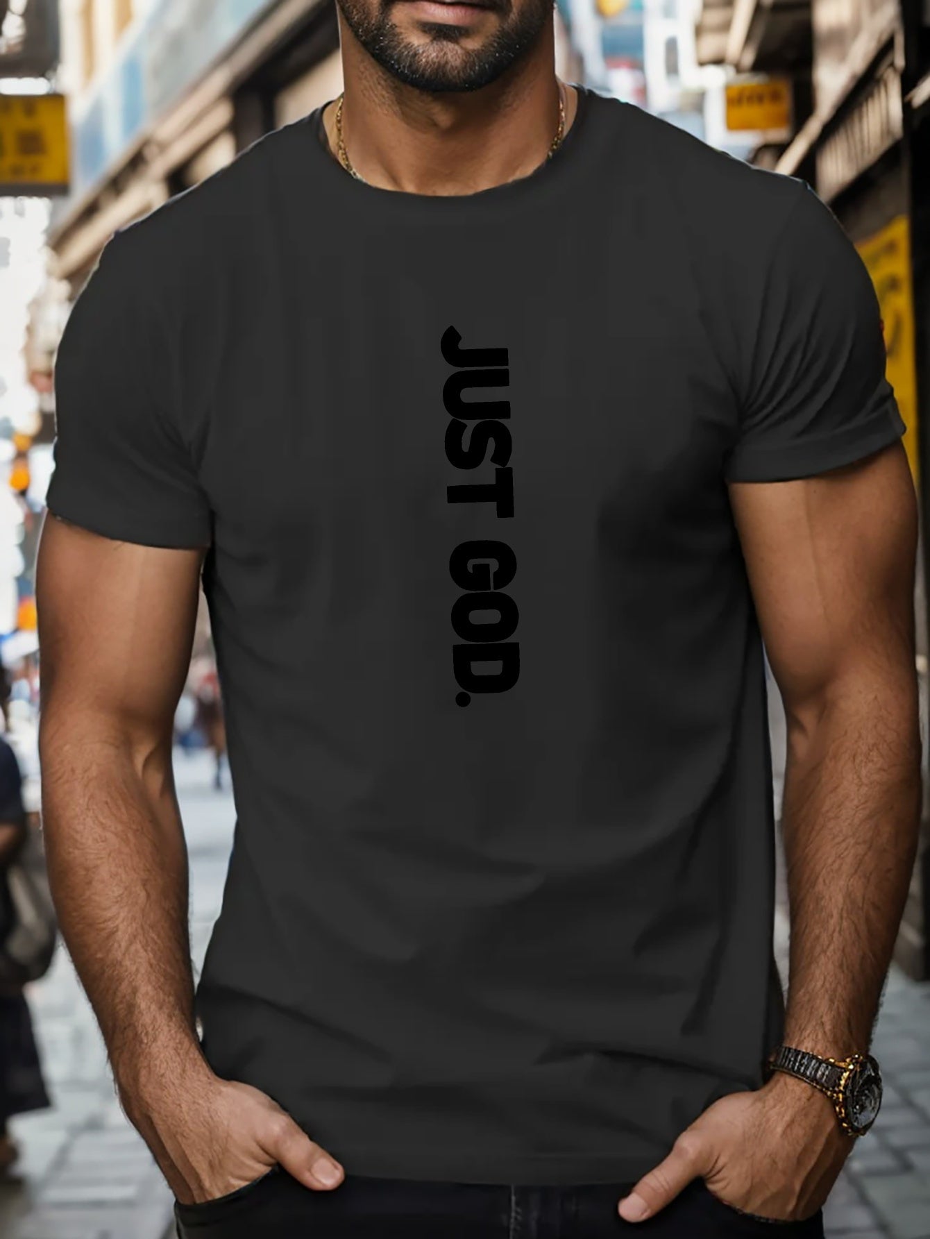 JUST GOD Men's Christian T-Shirt claimedbygoddesigns