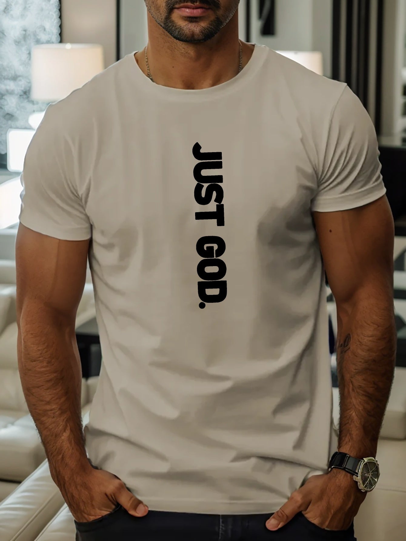 JUST GOD Men's Christian T-Shirt claimedbygoddesigns