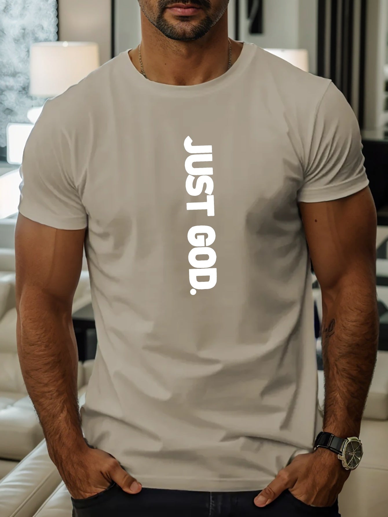 JUST GOD Men's Christian T-Shirt claimedbygoddesigns