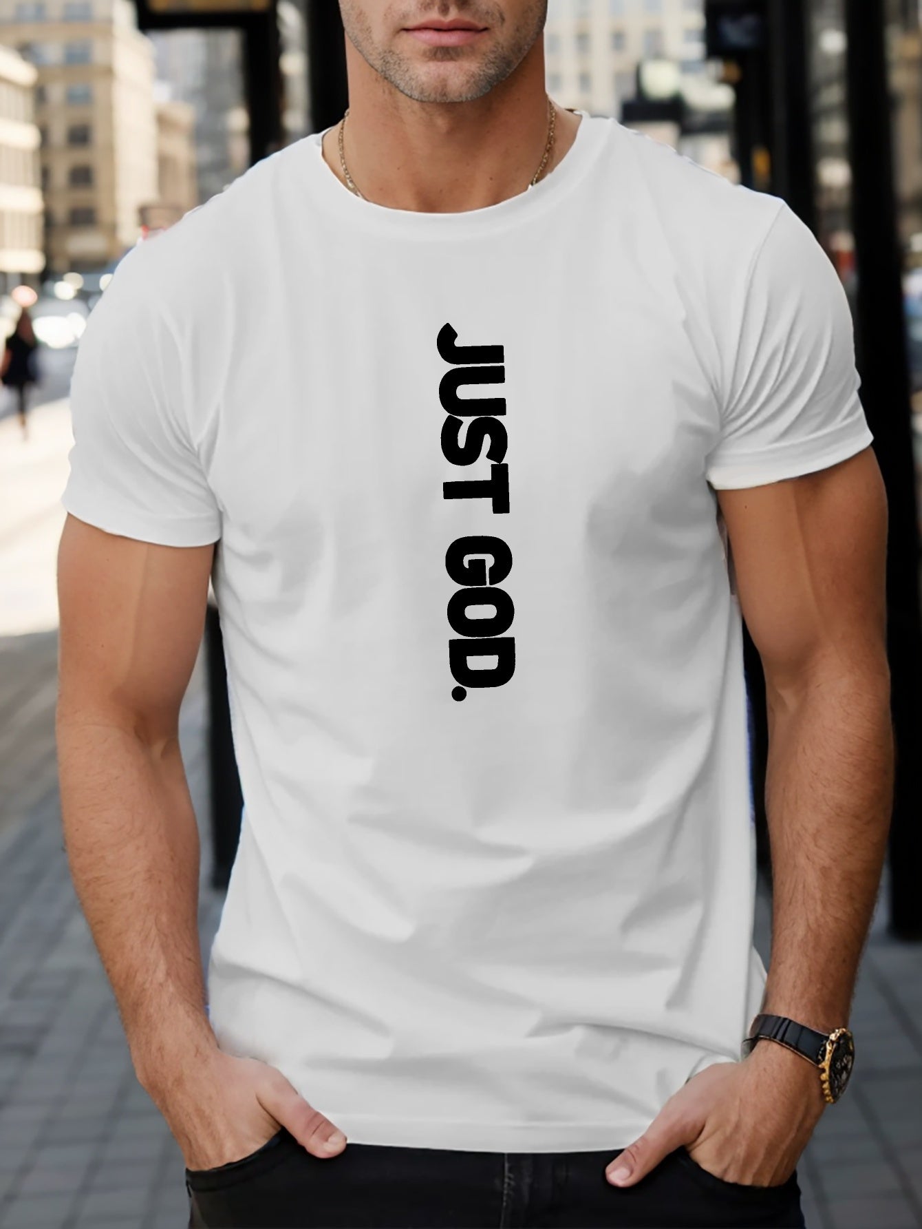 JUST GOD Men's Christian T-Shirt claimedbygoddesigns