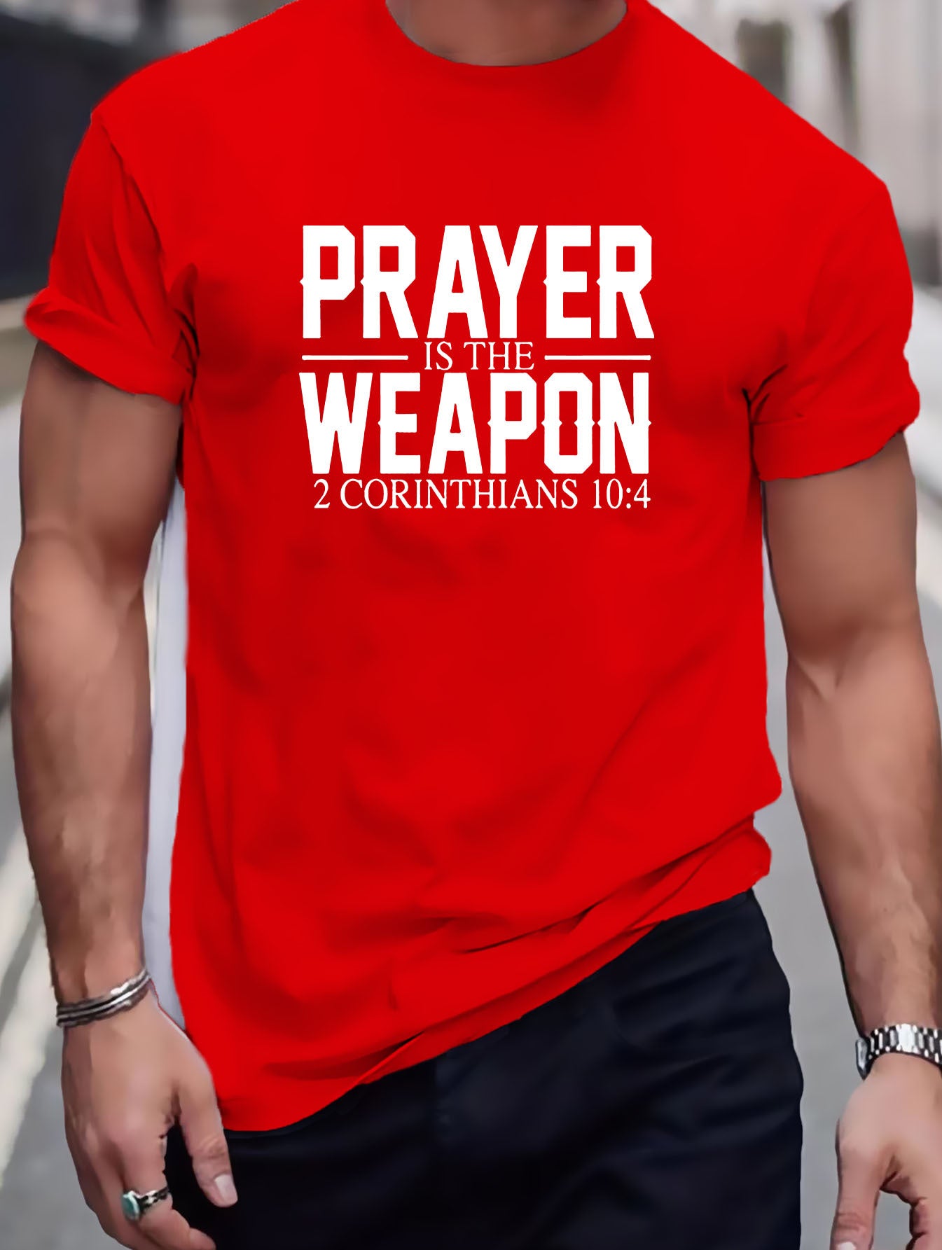 2 Corinthians 10:4 Prayer Is The Weapon Men's Christian T-shirt claimedbygoddesigns