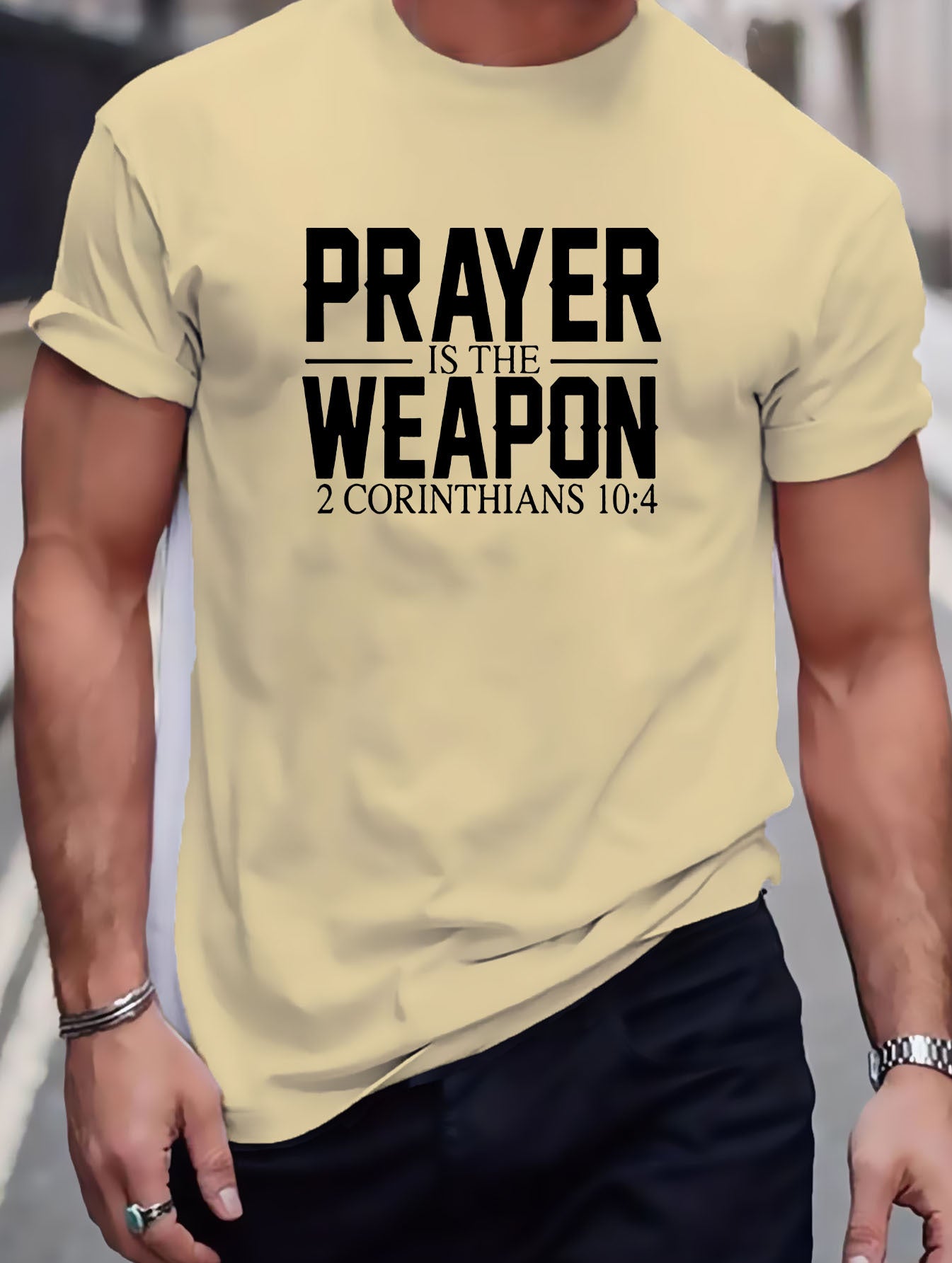 2 Corinthians 10:4 Prayer Is The Weapon Men's Christian T-shirt claimedbygoddesigns