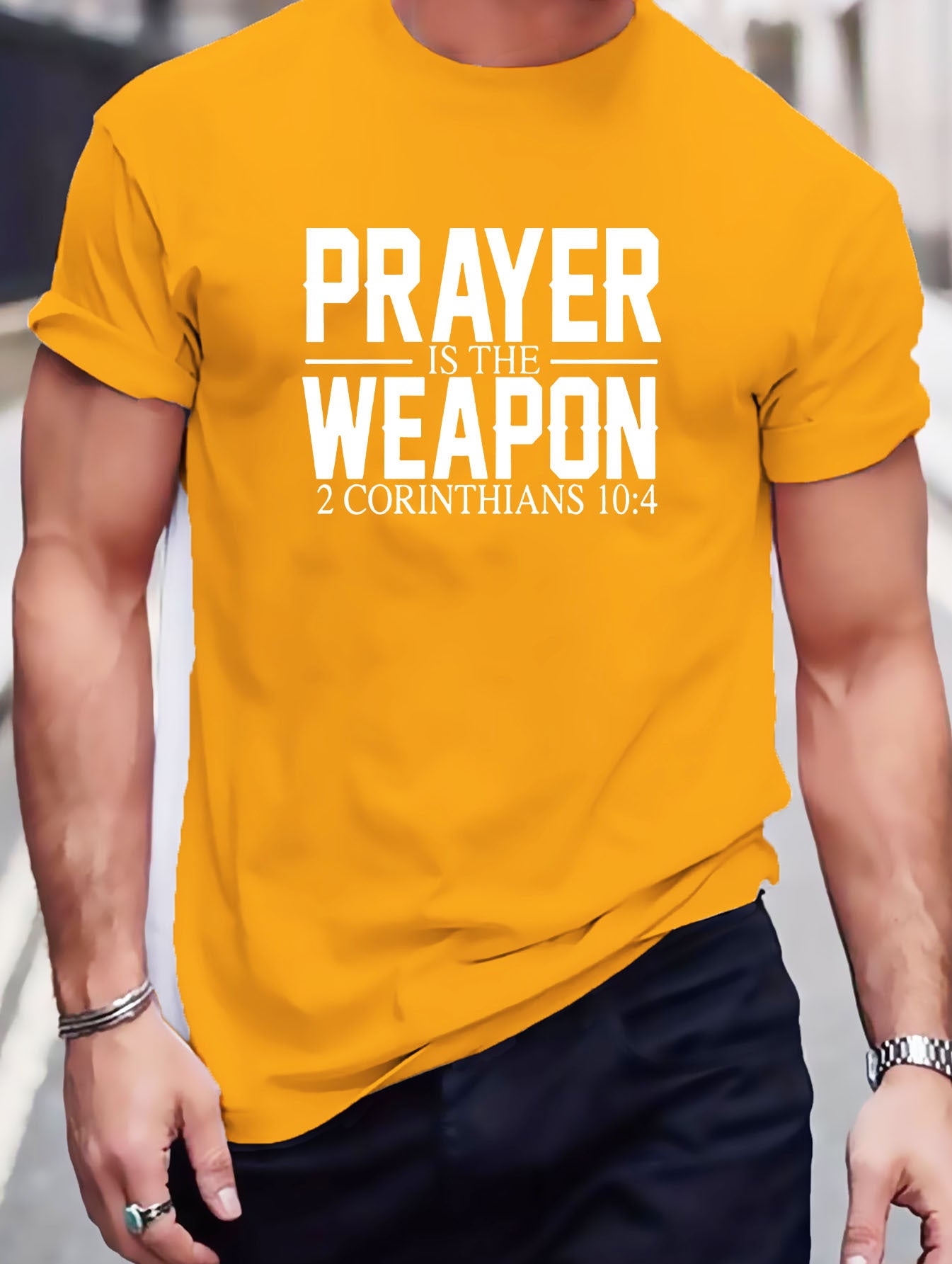 2 Corinthians 10:4 Prayer Is The Weapon Men's Christian T-shirt claimedbygoddesigns