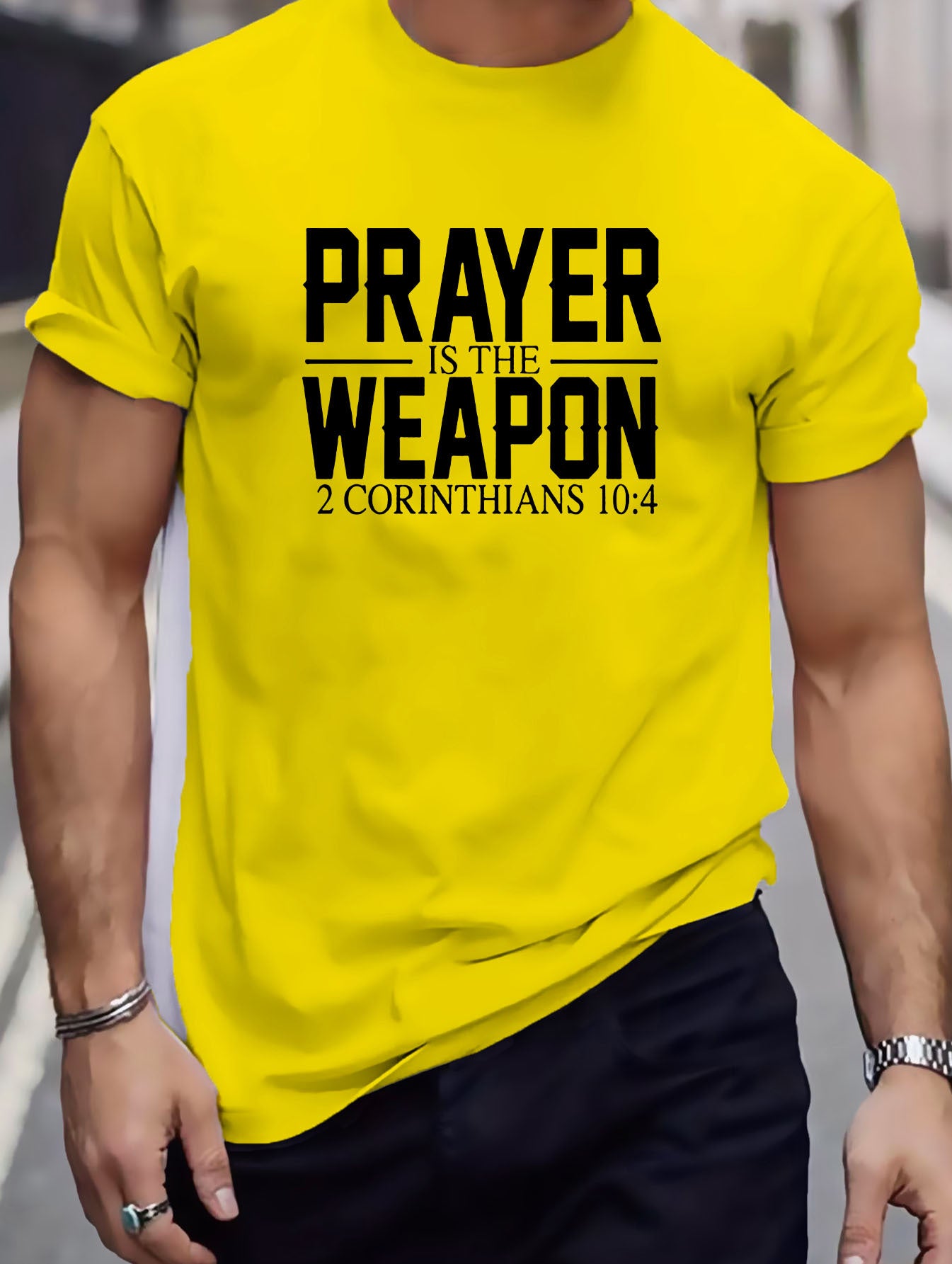 2 Corinthians 10:4 Prayer Is The Weapon Men's Christian T-shirt claimedbygoddesigns