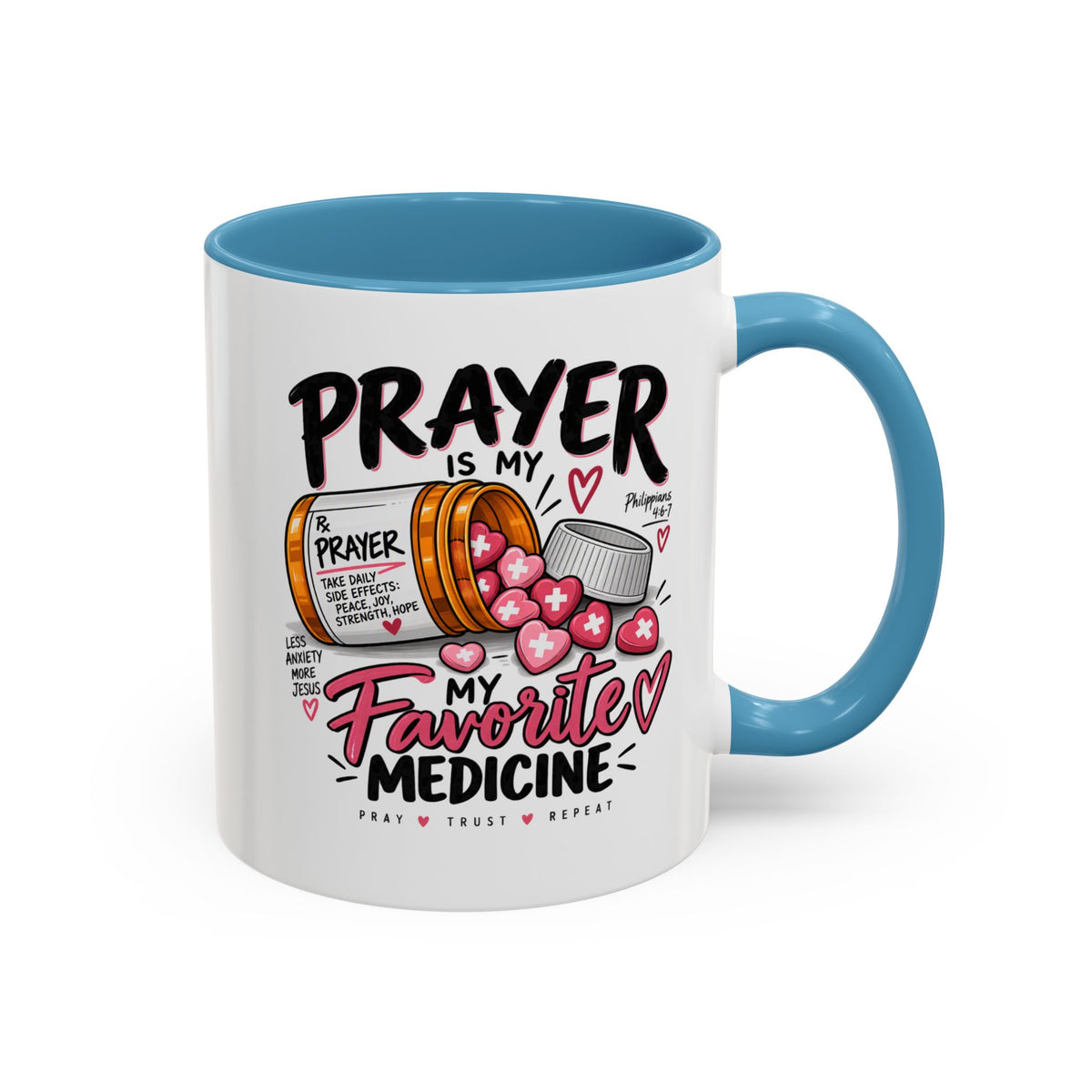 Prayer Is My Favorite Medicine Accent Coffee Mug – Inspirational Religious Gift
