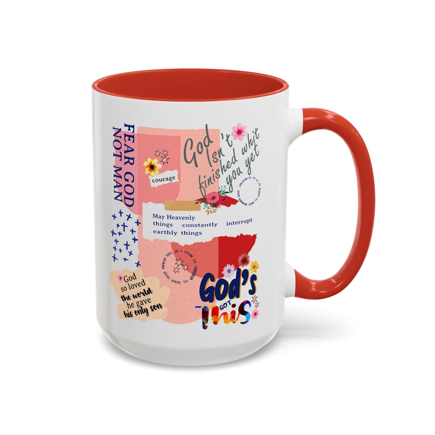 Inspirational Accent Coffee Mug - 11 & 15oz - Fear Him Not Man - Perfect Gift for Friends and Family