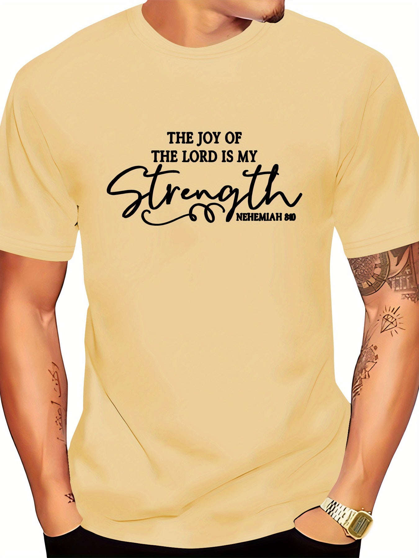 The Joy Of God Is My Strength Men's Christian T-shirt claimedbygoddesigns