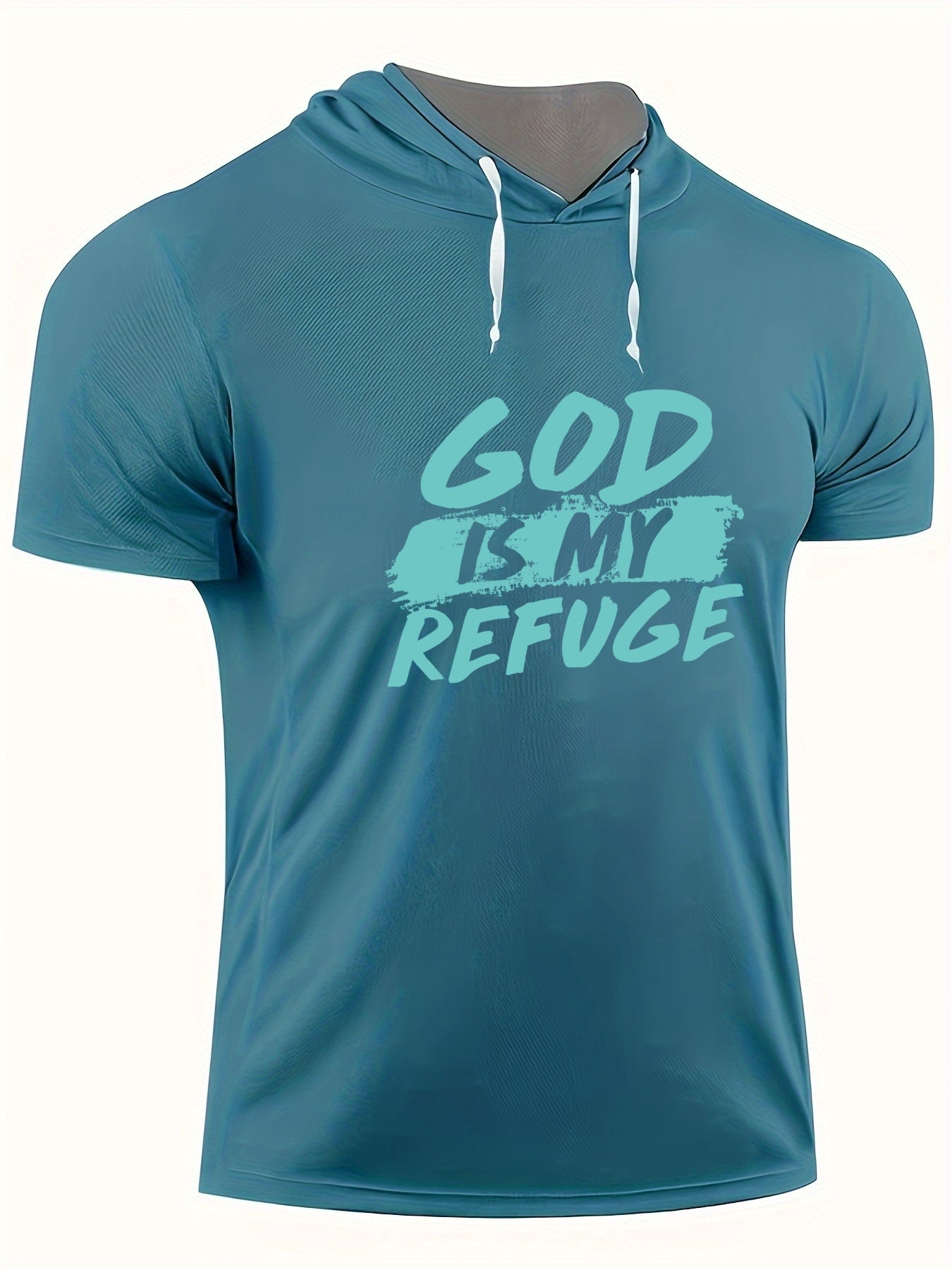 God Is My Refuge Plus Size Men's Christian Hooded T-shirt claimedbygoddesigns