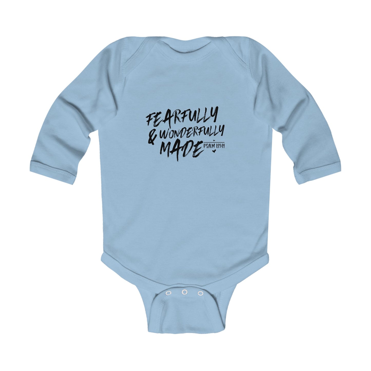 Fearfully And Wonderfully Made Christian Long Sleeve BABY ONESIE