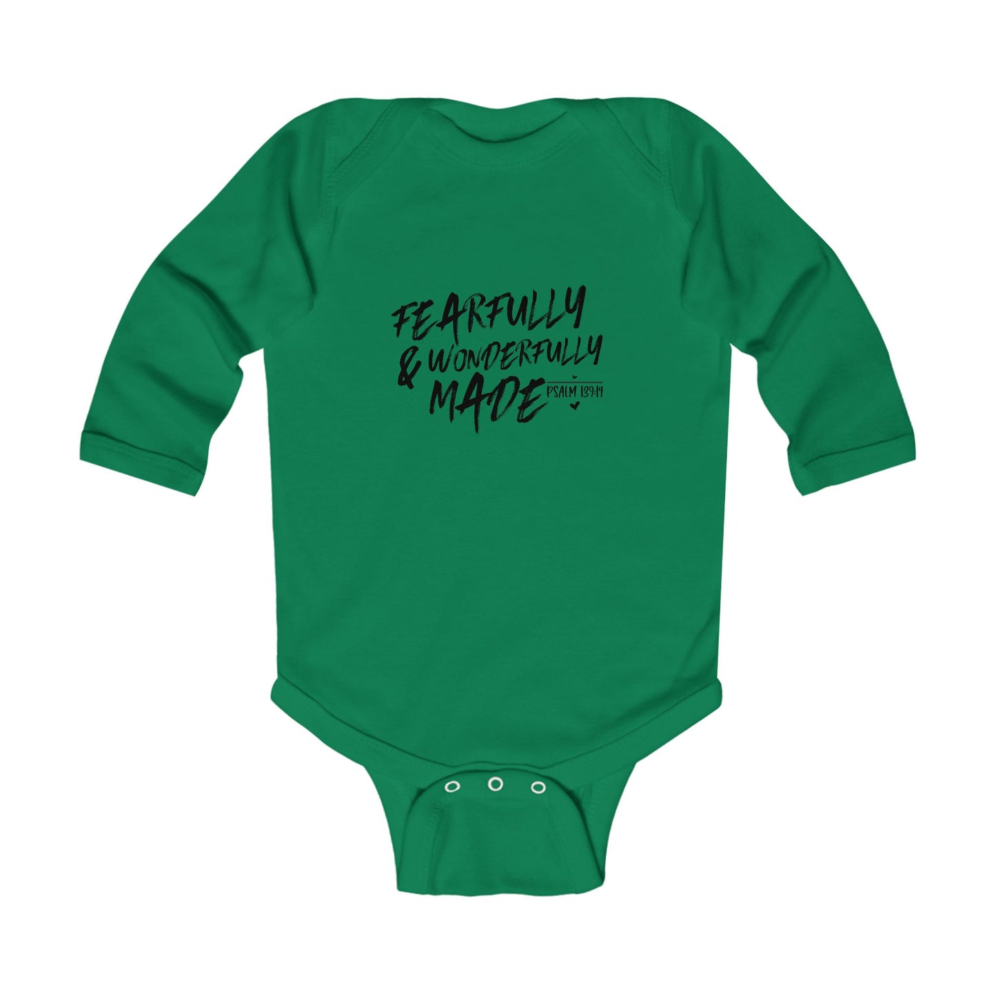 Fearfully And Wonderfully Made Christian Long Sleeve BABY ONESIE