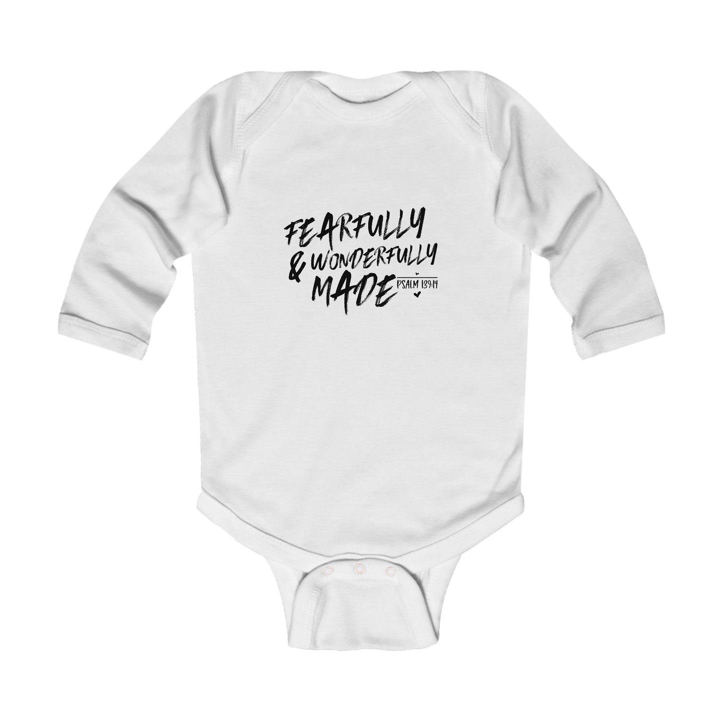 Fearfully And Wonderfully Made Christian Long Sleeve BABY ONESIE