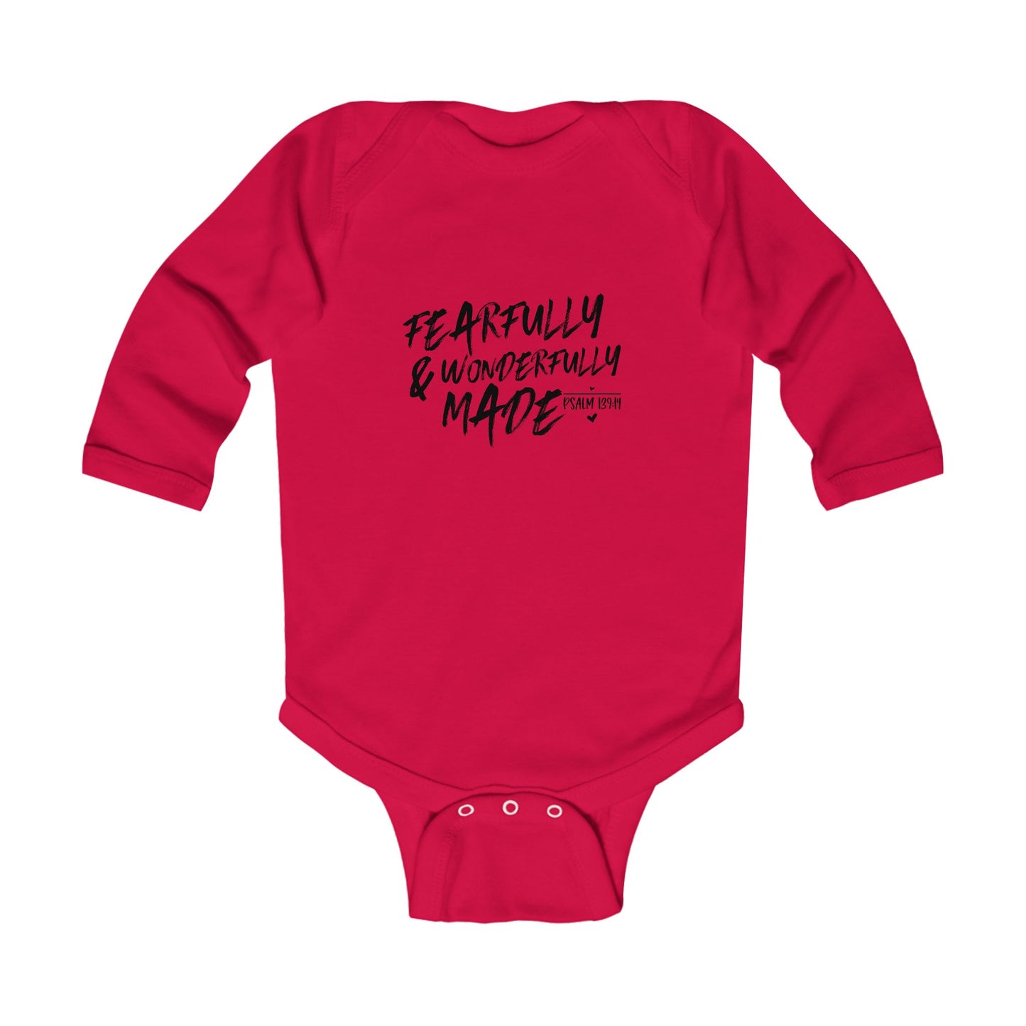 Fearfully And Wonderfully Made Christian Long Sleeve BABY ONESIE