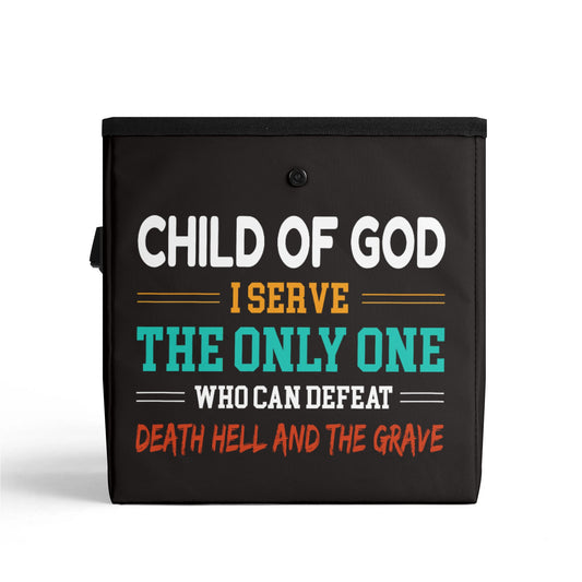 Child Of God I Serve The Only One Who Can Defeat Death Hell & The Grave Hanging Storage Trash Car Organizer Bag Christian Car Accessories popcustoms