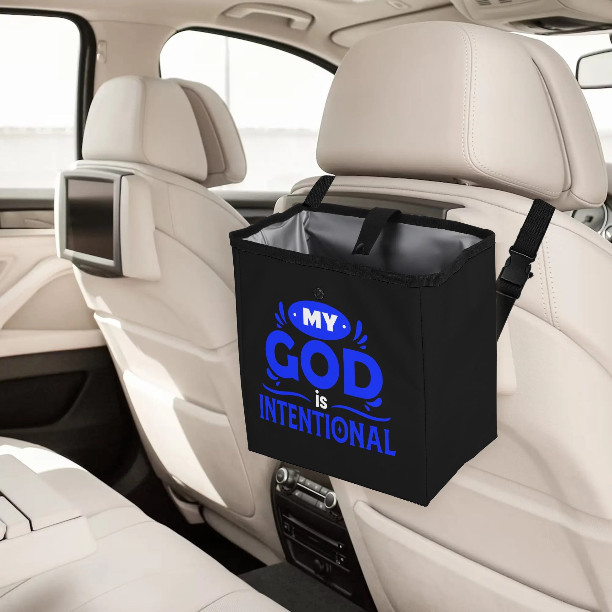 My God Is Intentional Hanging Storage Trash Car Organizer Bag Christian Car Accessories popcustoms