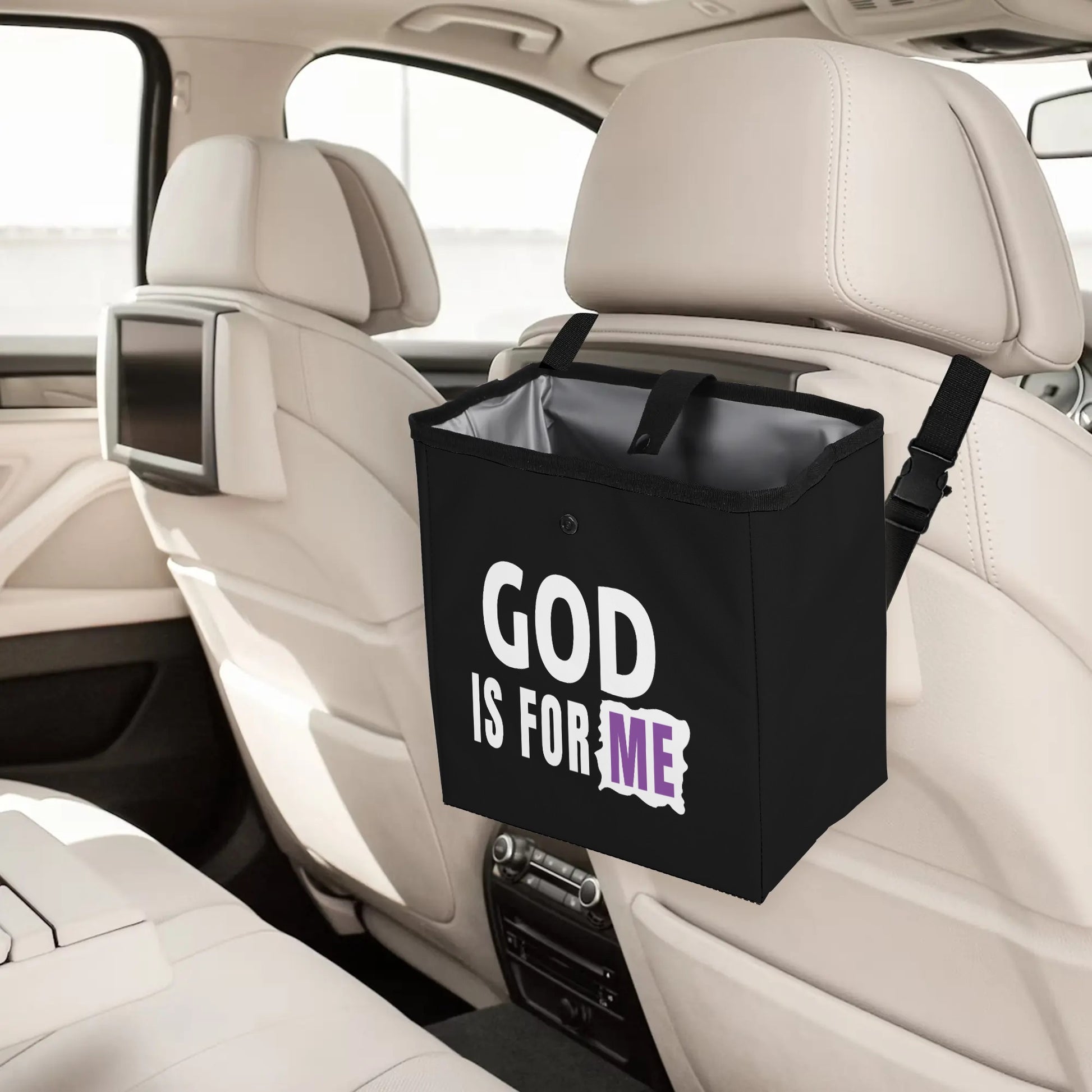 God Is For Me Hanging Storage Trash Car Organizer Bag Christian Car Accessories popcustoms