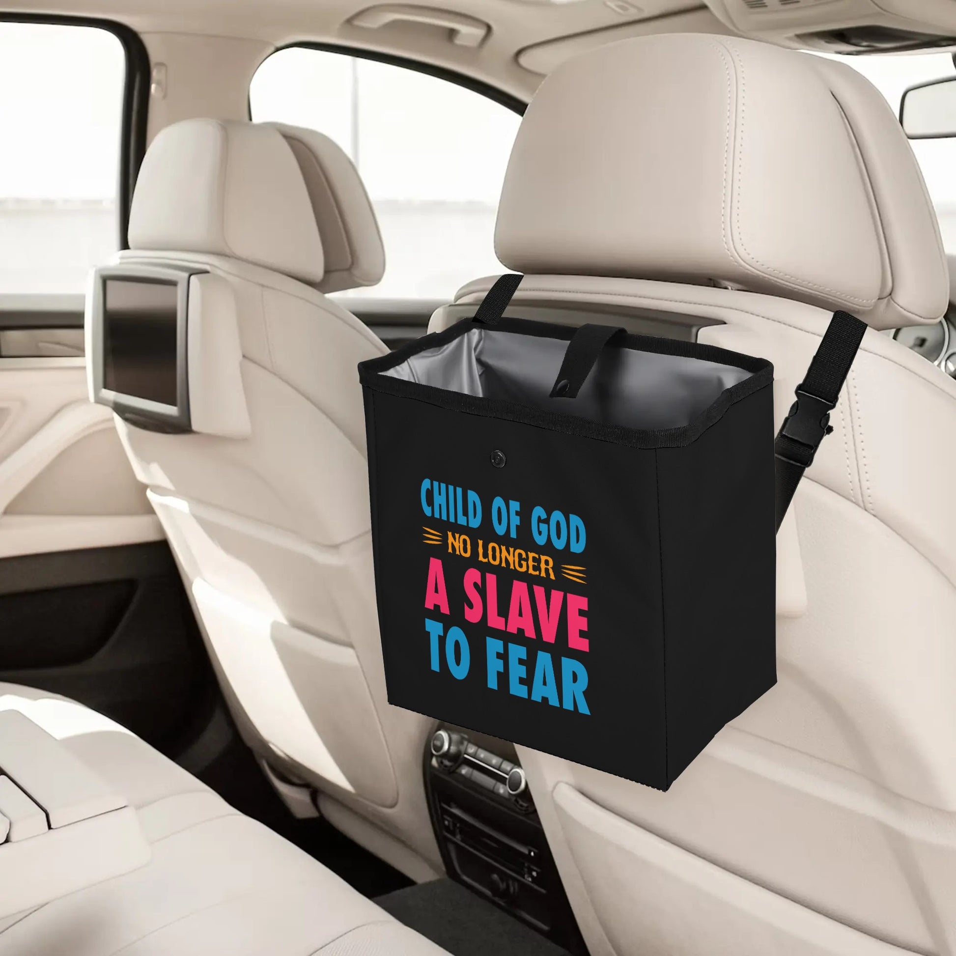 Child Of God No Longer A Slave To Fear Hanging Storage Trash Car Organizer Bag Christian Car Accessories popcustoms