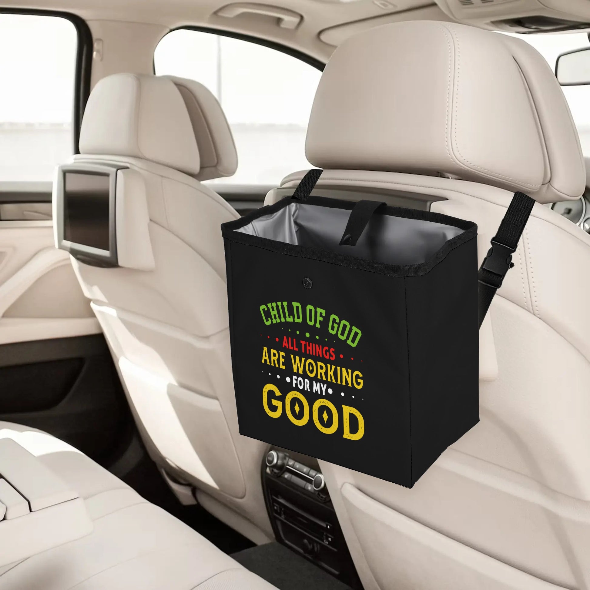 Child Of God All Things Are Working For My Good Hanging Storage Trash Car Organizer Bag Christian Car Accessories popcustoms
