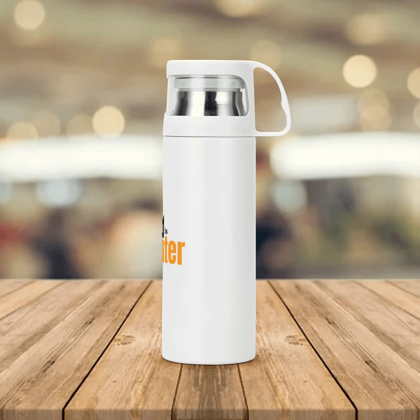 God Is Greater Vacuum Bottle with Cup popcustoms