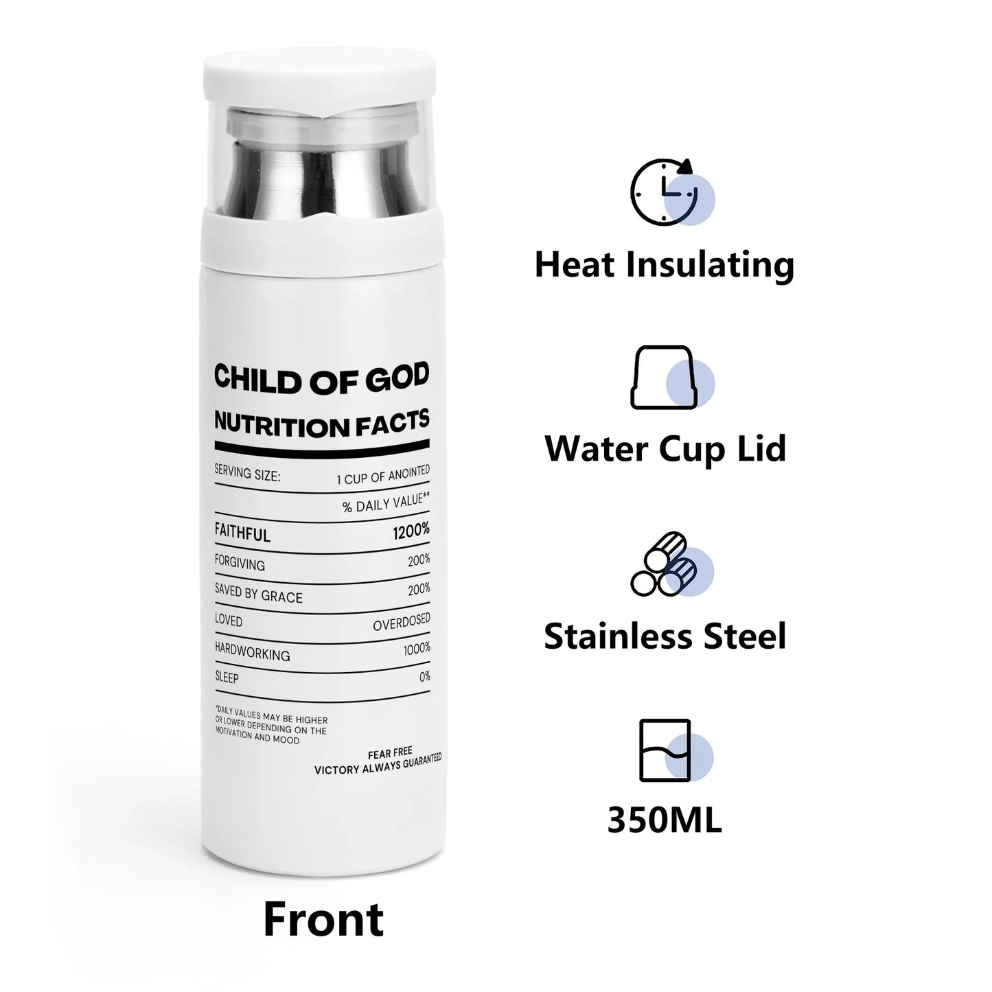 Child Of God Nutrition Facts Vacuum Bottle with Cup popcustoms