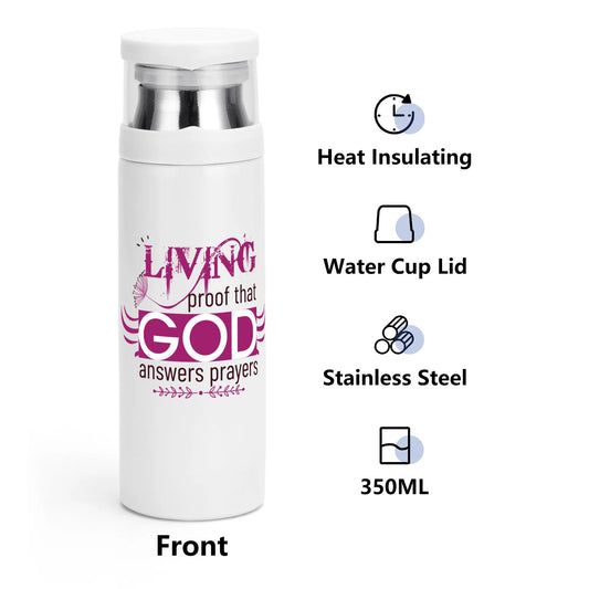 Living Proof That God Answers Prayers Vacuum Bottle with Cup popcustoms