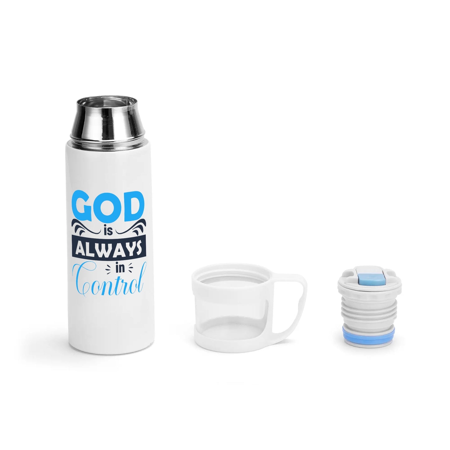 God Is Always In Control Vacuum Bottle with Cup popcustoms