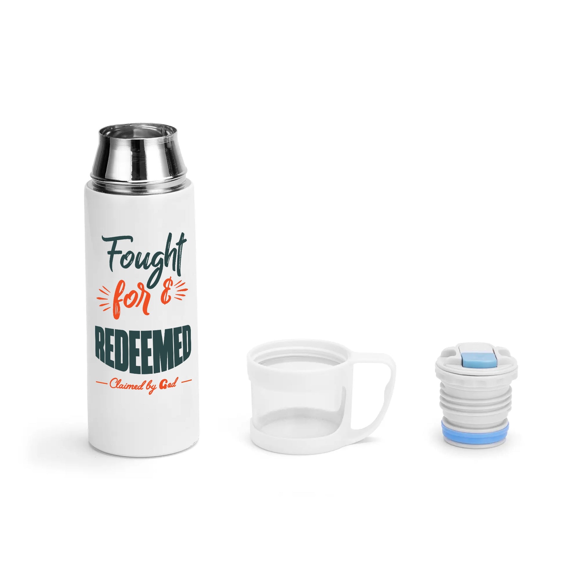 Fought For & Redeemed Vacuum Bottle with Cup popcustoms