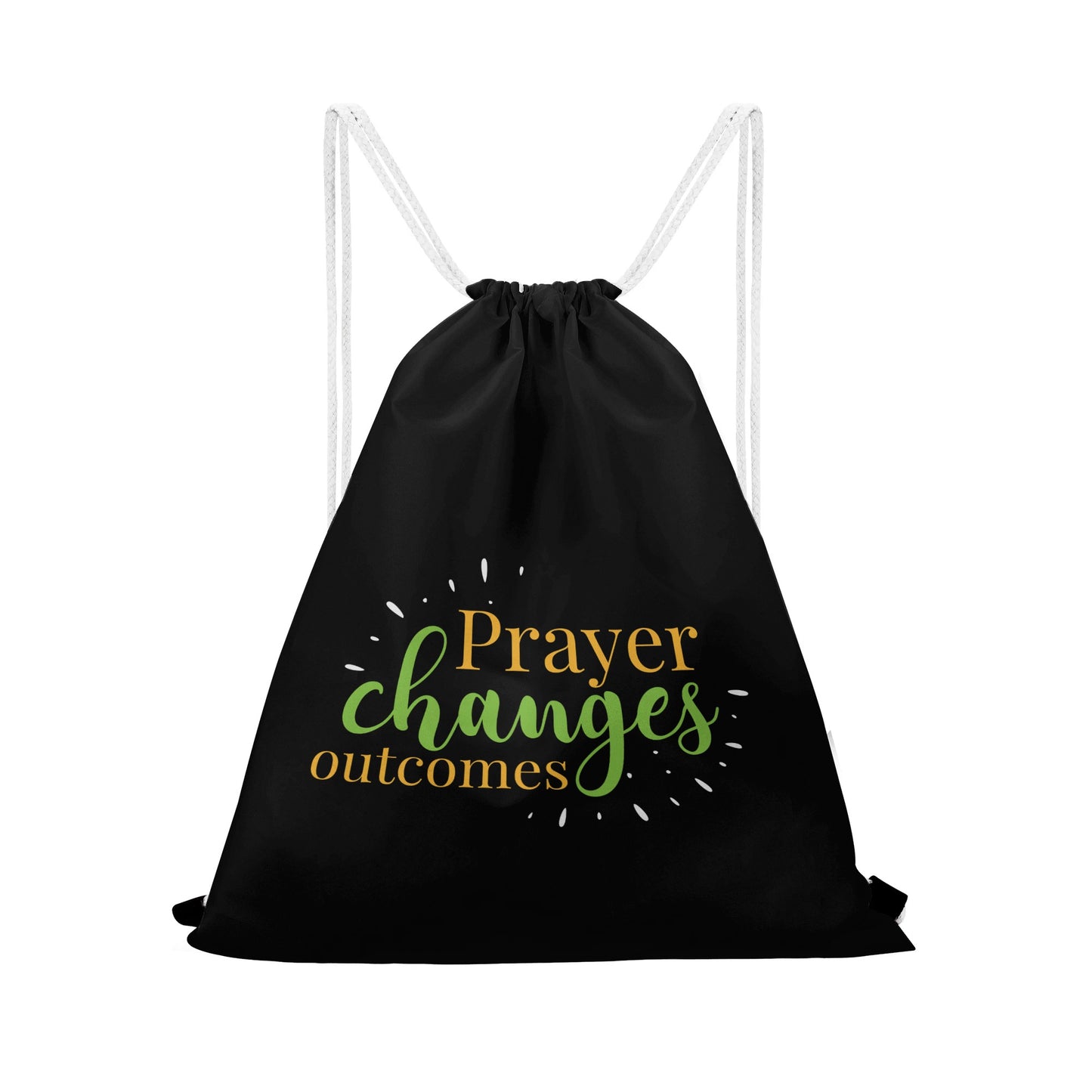 Prayer Changes Outcomes Gym Drawstring Bag popcustoms