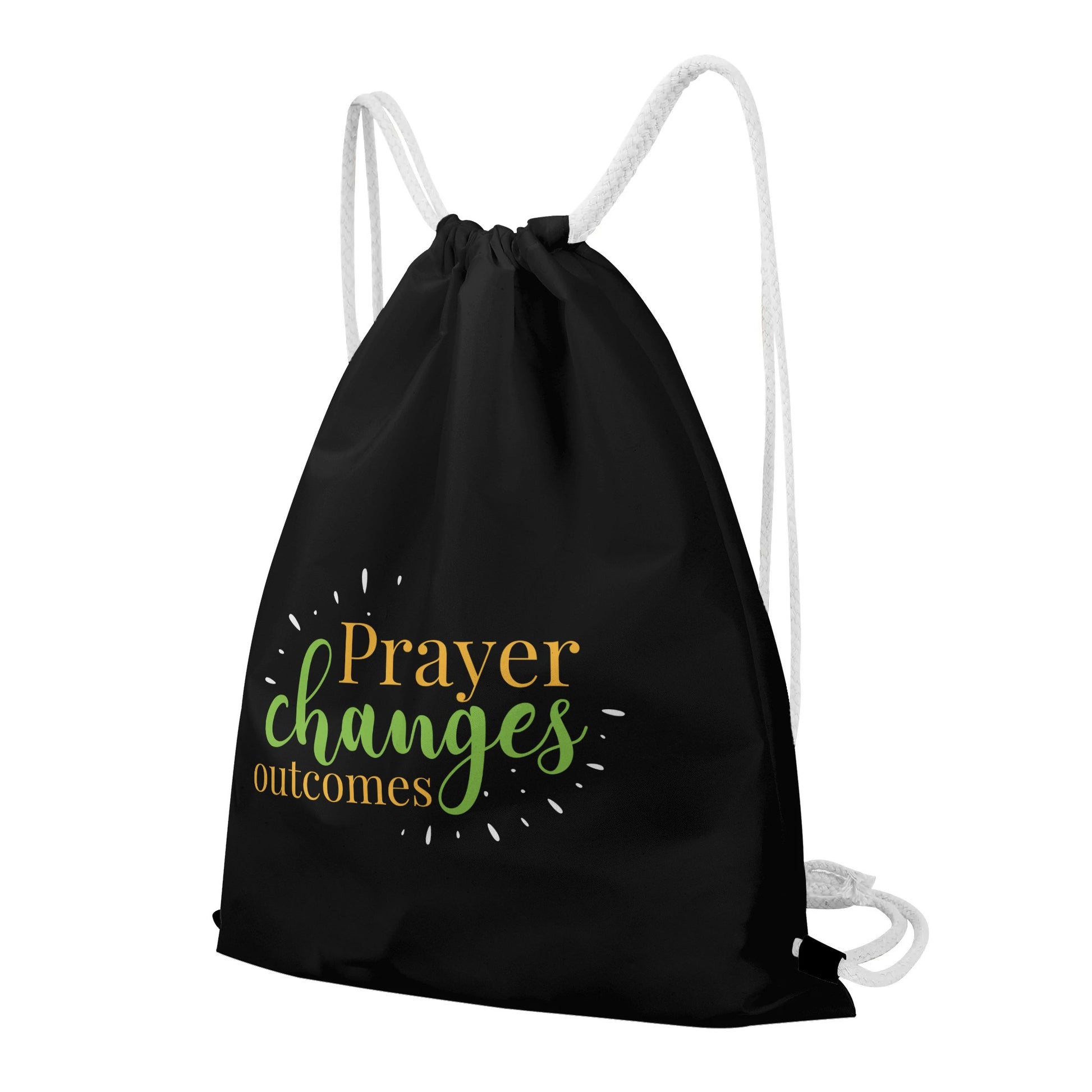 Prayer Changes Outcomes Gym Drawstring Bag popcustoms