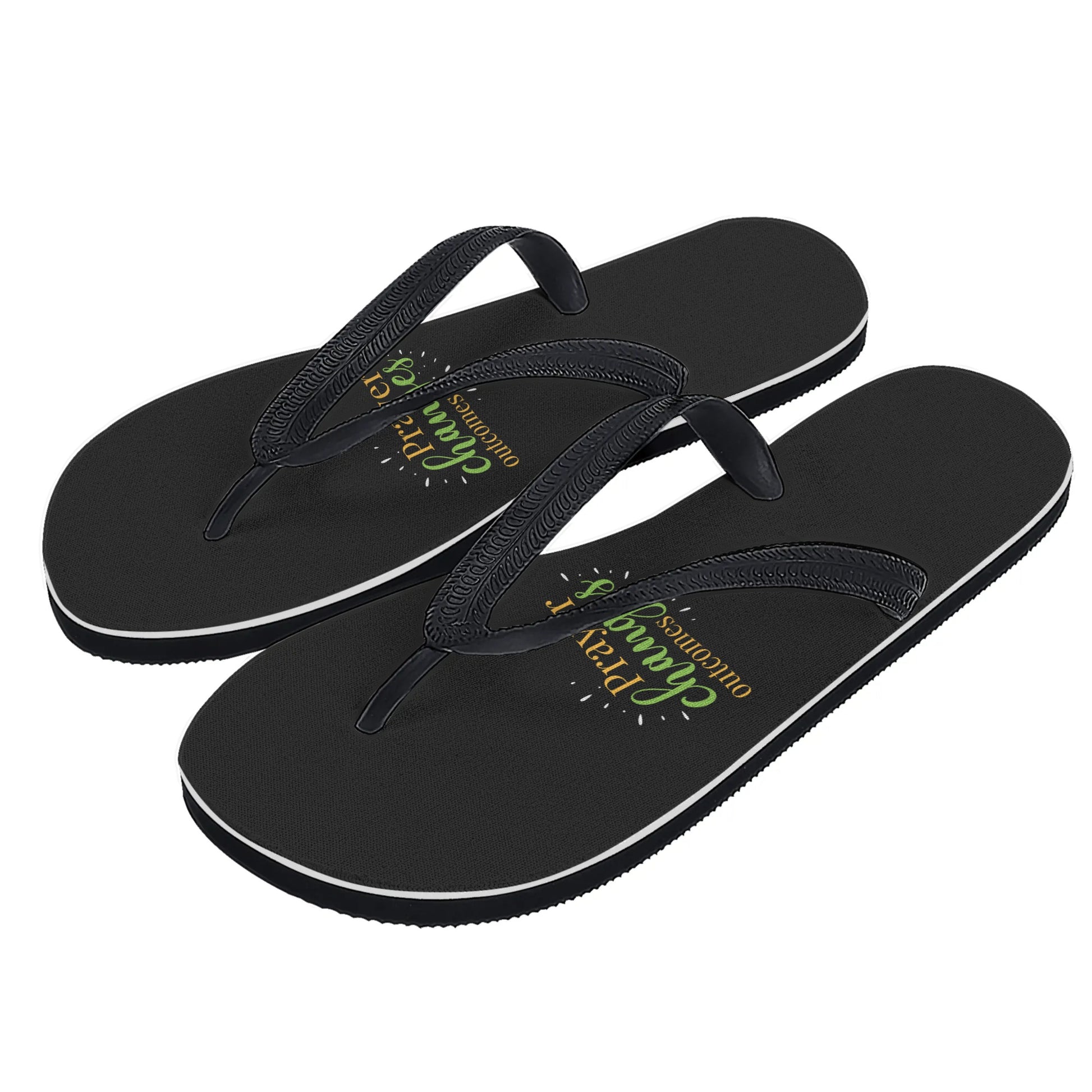 Prayer Changes Outcomes Womens Flip Flops popcustoms