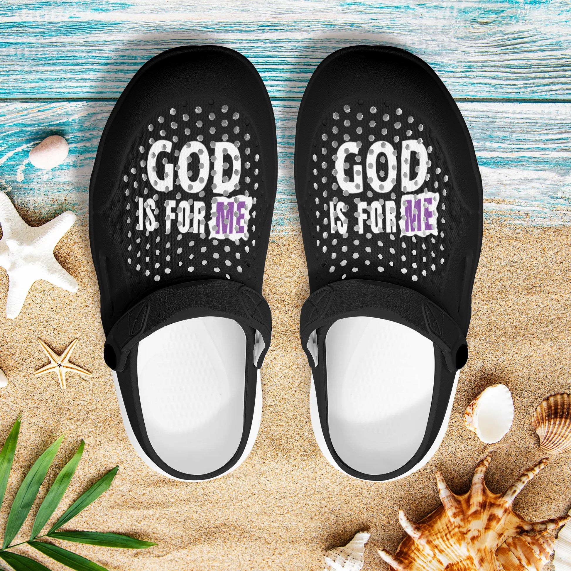 God Is For Me Womens Lightweight EVA Summer Beach Hollow Out Christian Crocs popcustoms