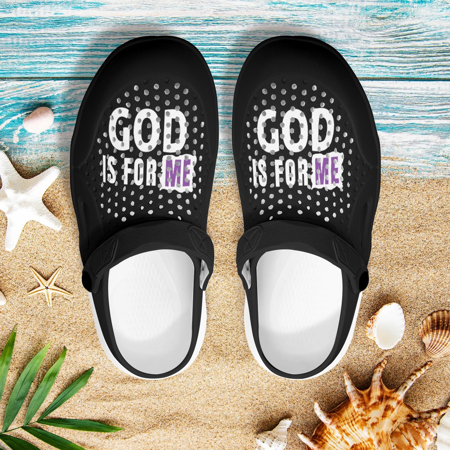 God Is For Me Mens Lightweight EVA Summer Beach Hollow Out Christian Crocs popcustoms