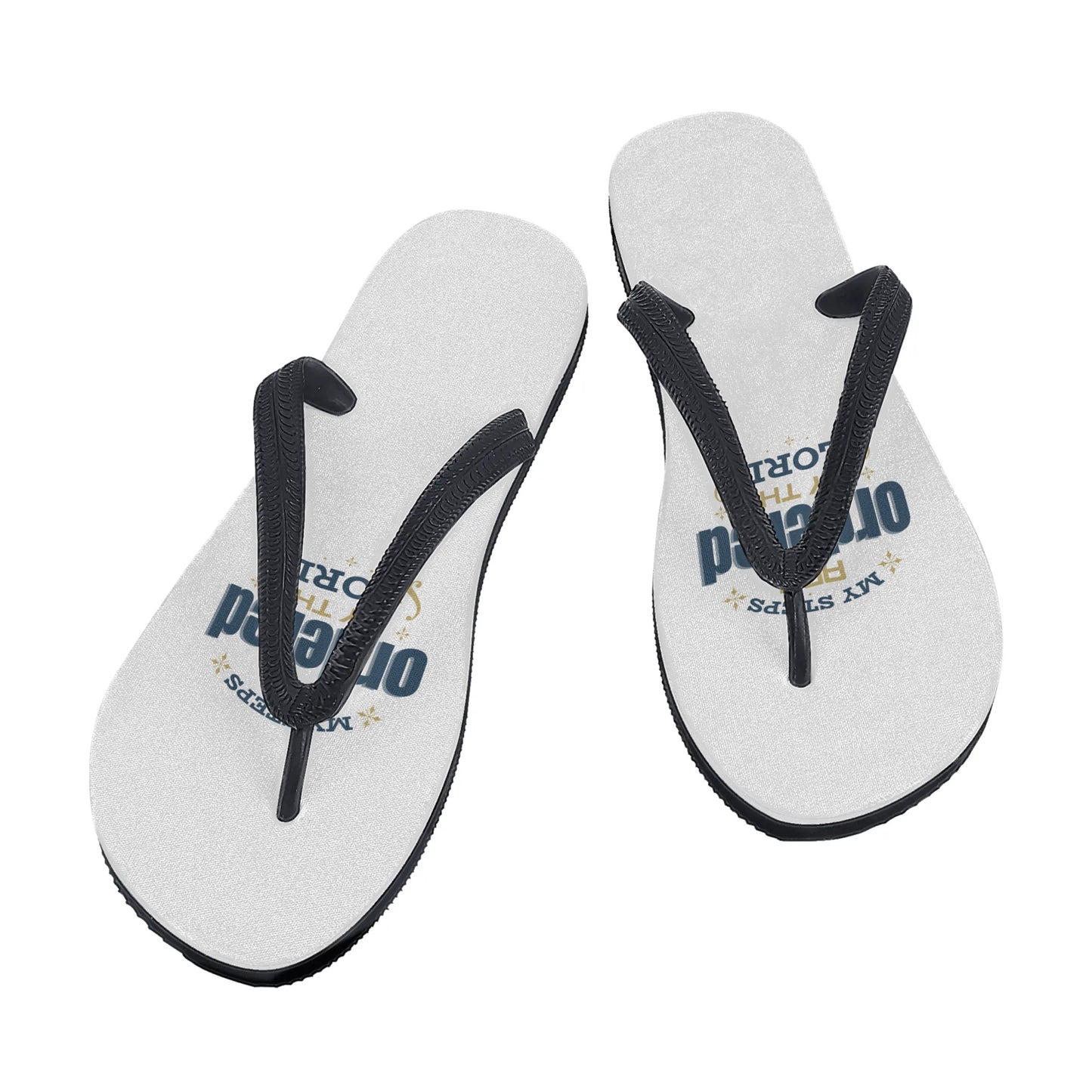 My Steps Are Ordered By The Lord Mens Christian Flip Flops popcustoms