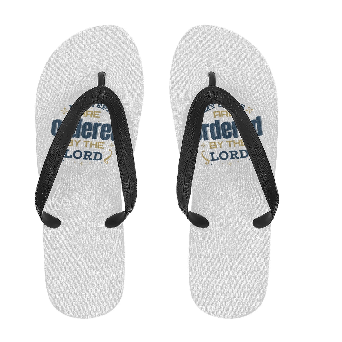 My Steps Are Ordered By The Lord Mens Christian Flip Flops popcustoms