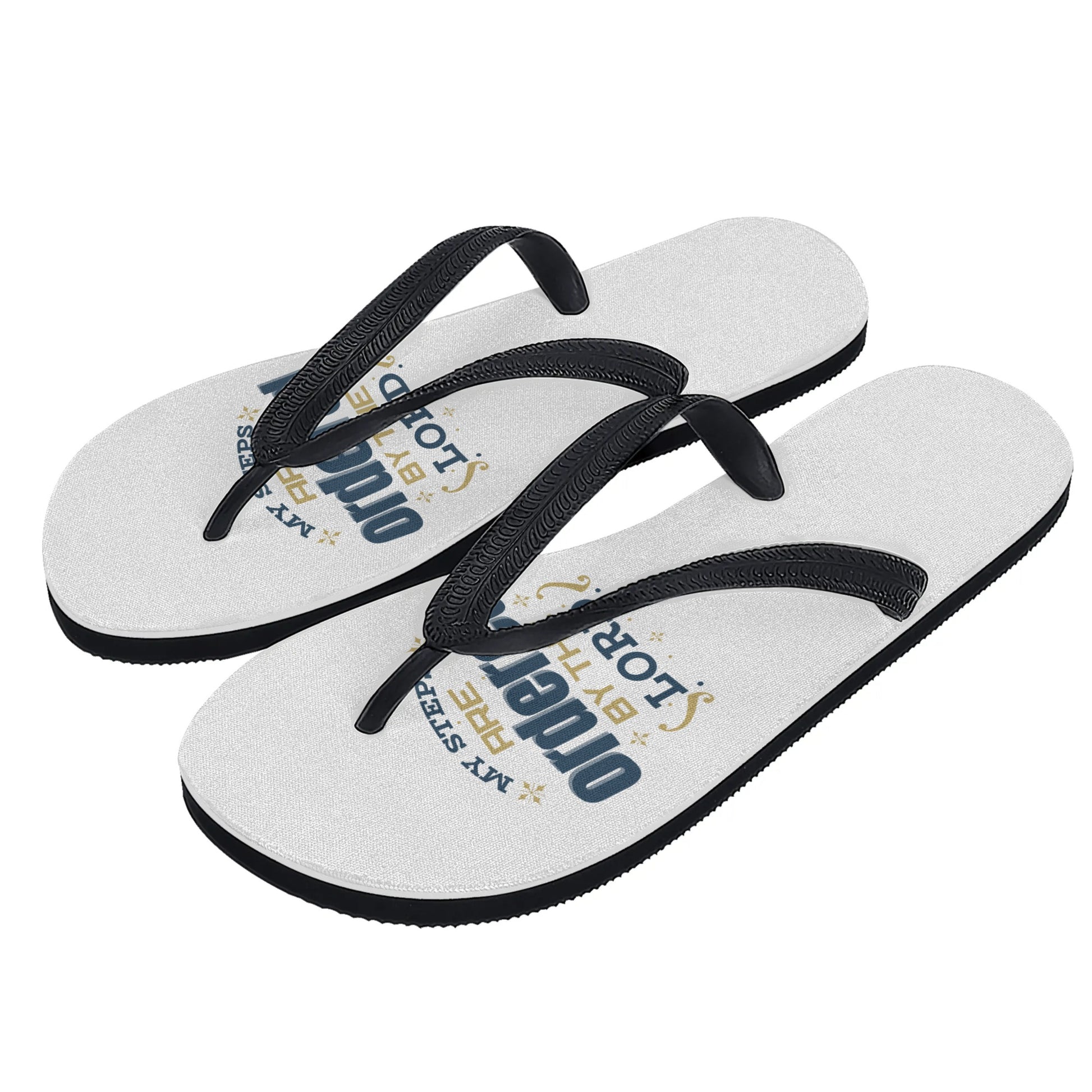 My Steps Are Ordered By The Lord Womens Christian Flip Flops popcustoms