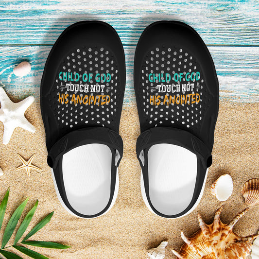 Child Of God Touch Not His Anointed Womens Lightweight EVA Summer Beach Hollow Out Christian Crocs popcustoms