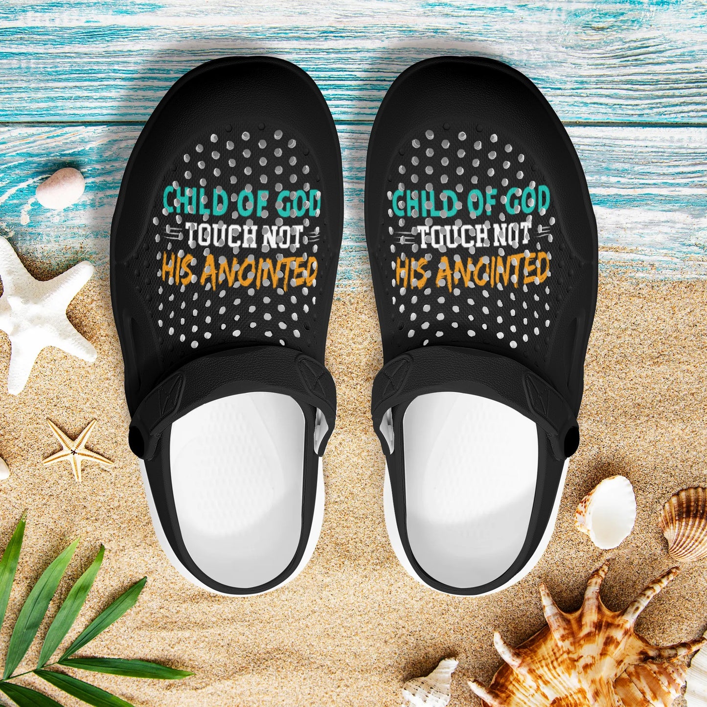 Child Of God Touch Not His Anointed Mens Lightweight EVA Summer Beach Hollow Out Christian Crocs popcustoms