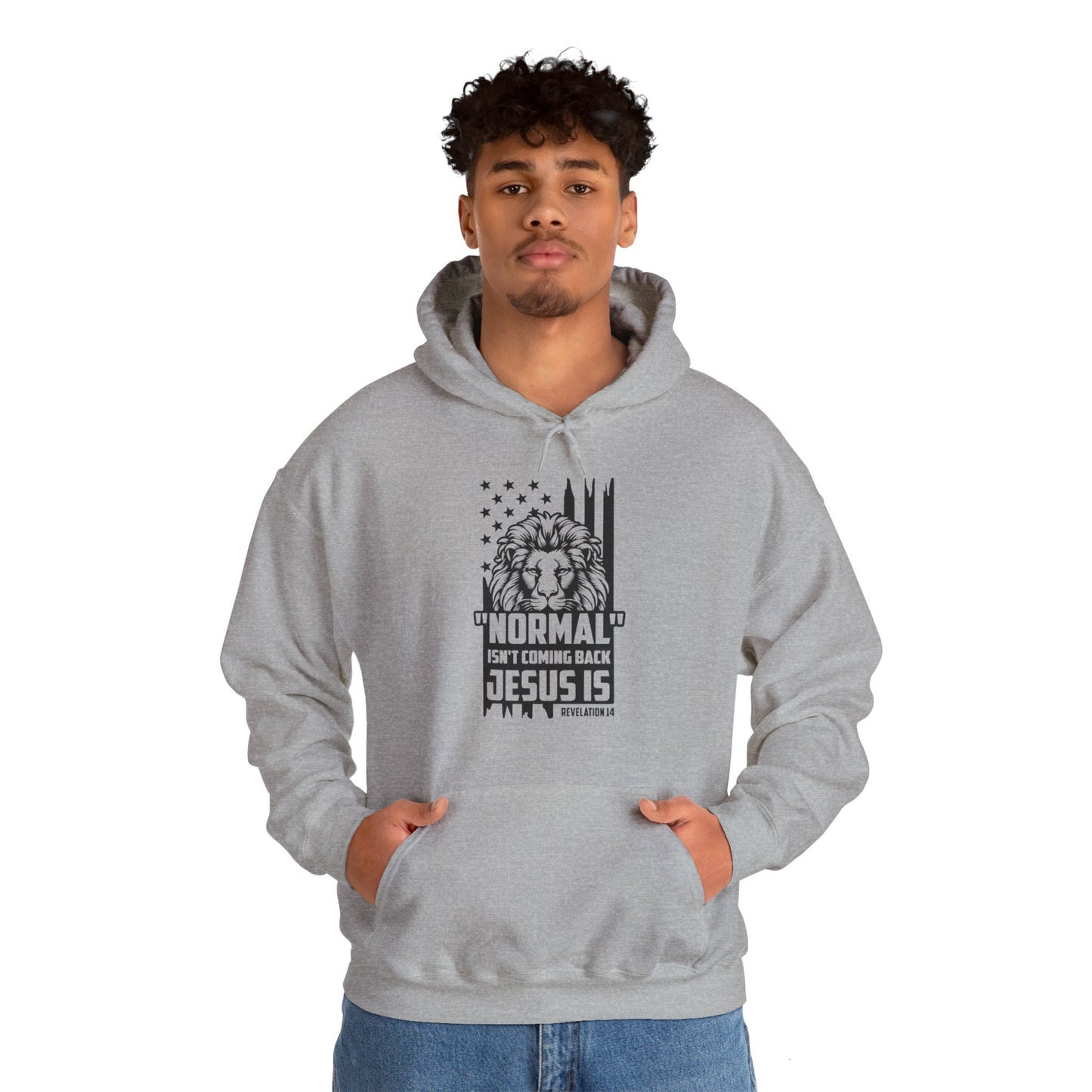 Normal Isn't Coming Back Jesus Is American Patriotic Christian Unisex Hooded Pullover Sweatshirt