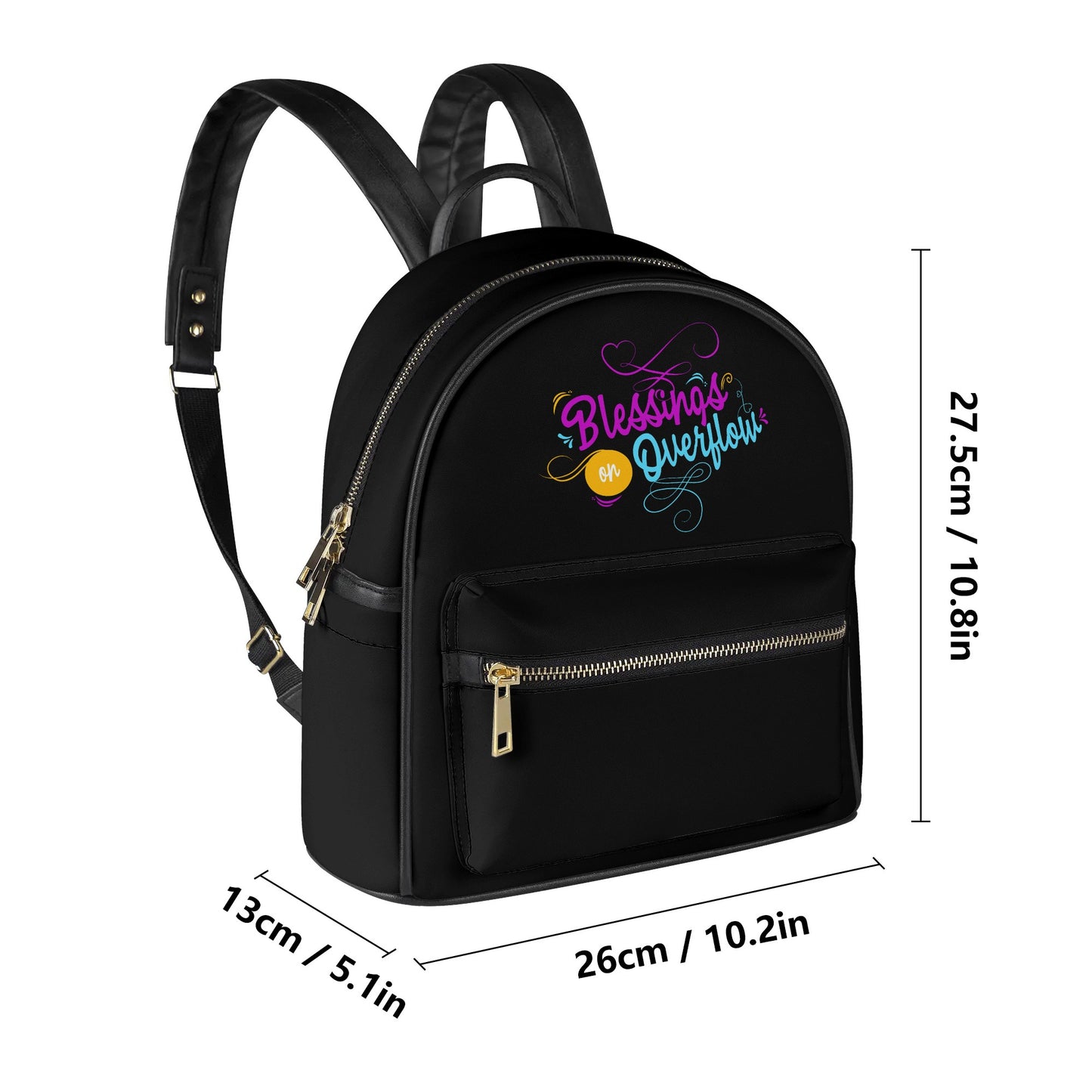 Blessings on Overflow Christian Casual PU Leather Backpack popcustoms