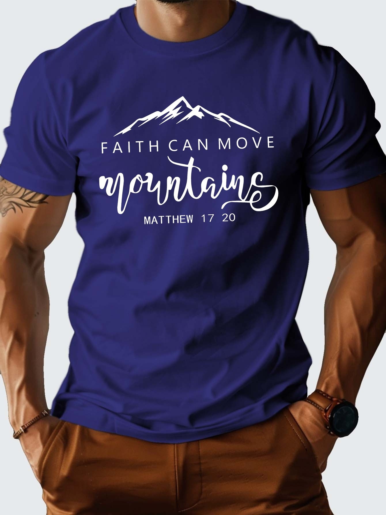 FAITH CAN MOVE Mountains Men's Christian T-shirt claimedbygoddesigns