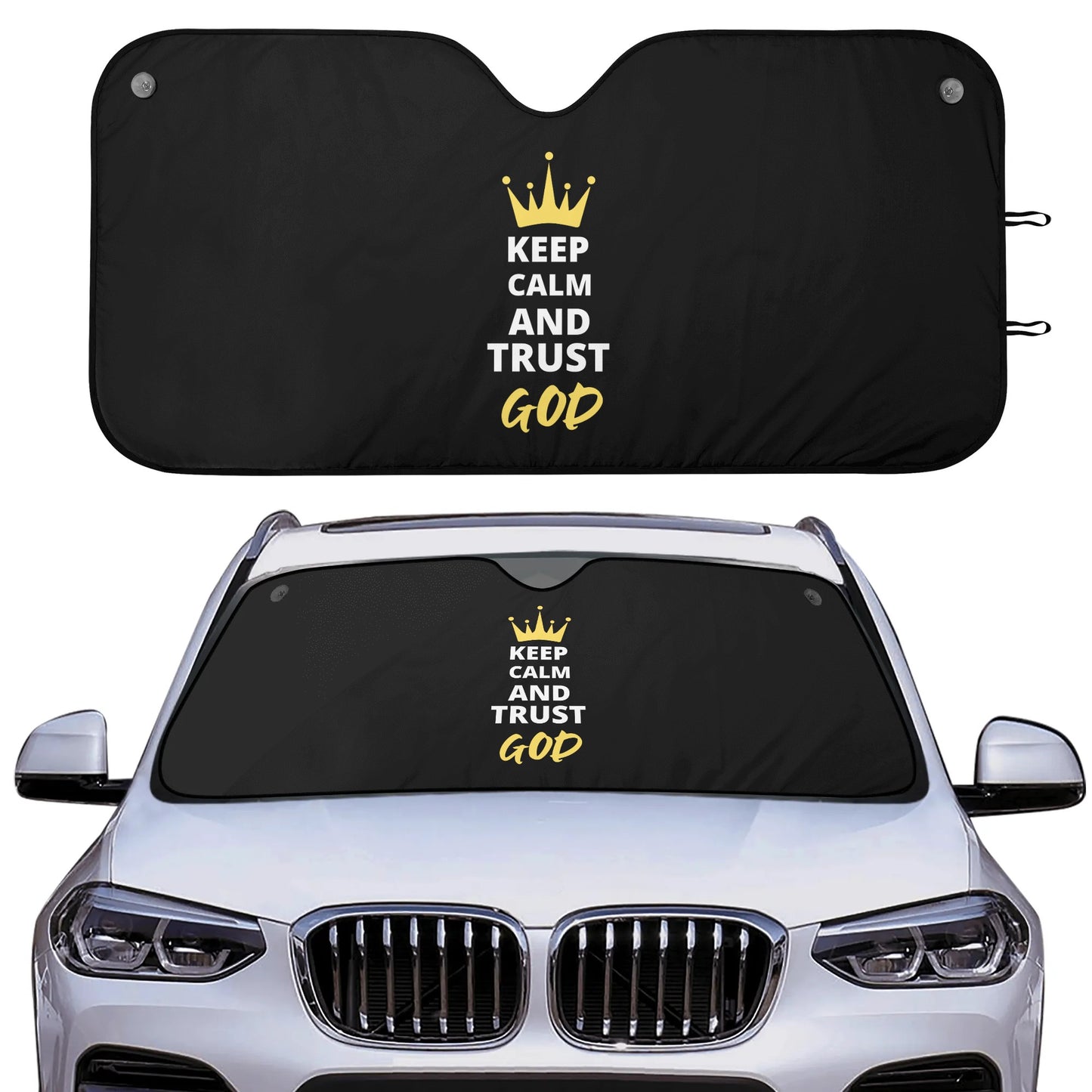 Keep Calm & Trust God Car Sunshade Christian Car Accessories popcustoms