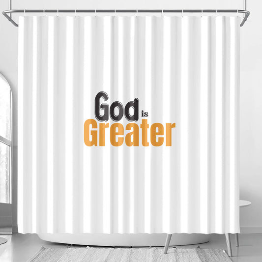 God Is Greater Christian Shower Curtain popcustoms