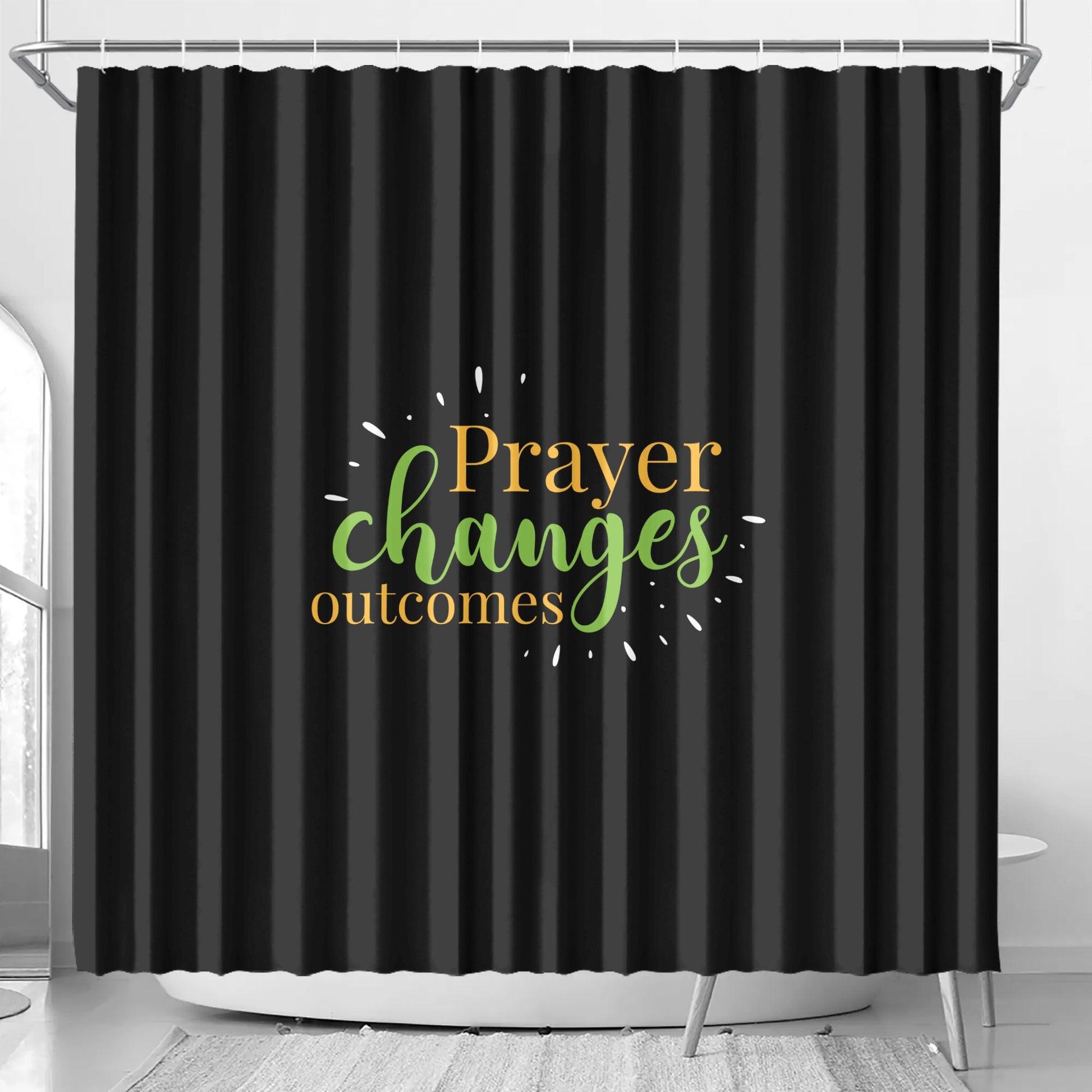 Prayer Changes Outcomes Christian Shower Curtain popcustoms