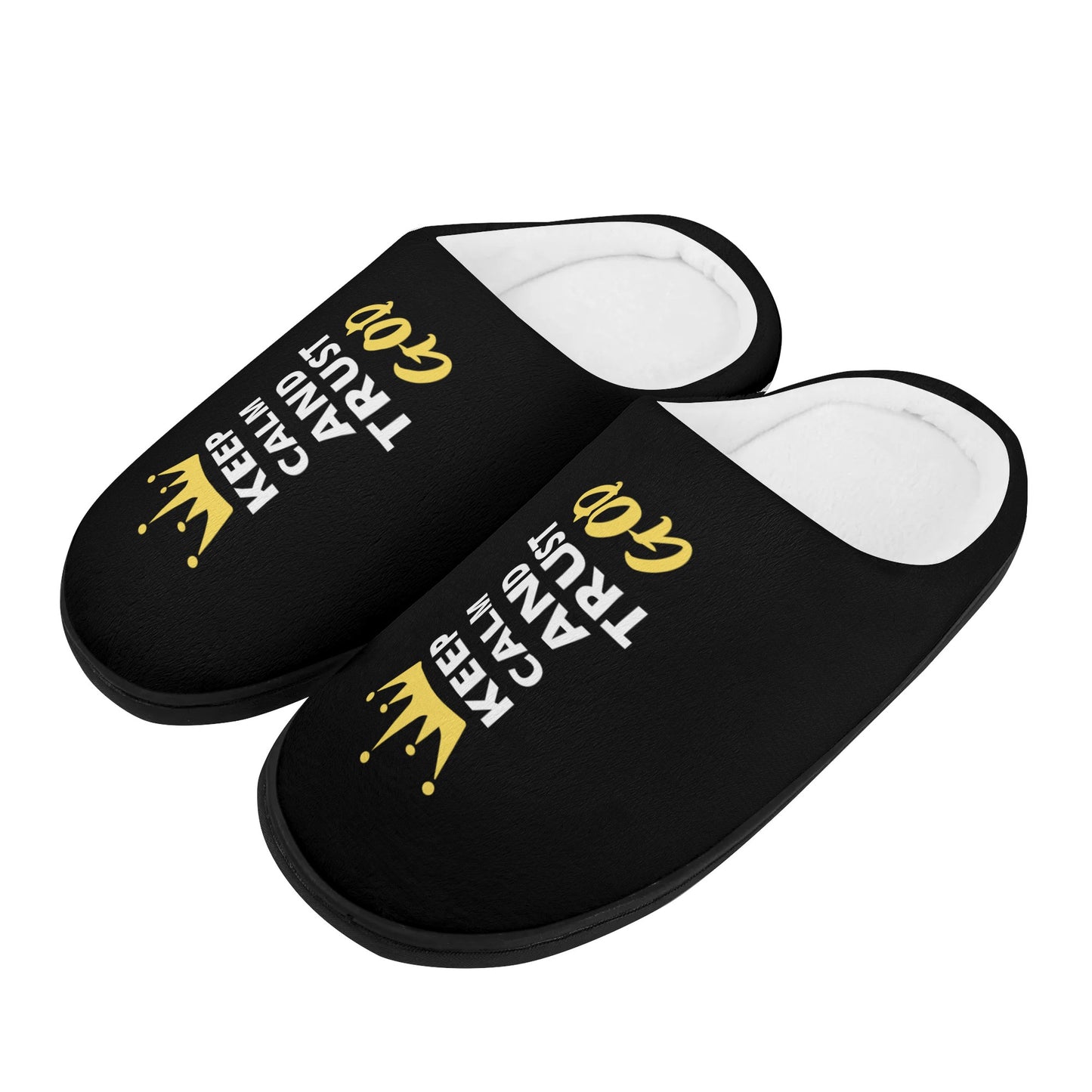 Keep Calm & Trust God Unisex Rubber Autumn Christian Slipper Room Shoes popcustoms