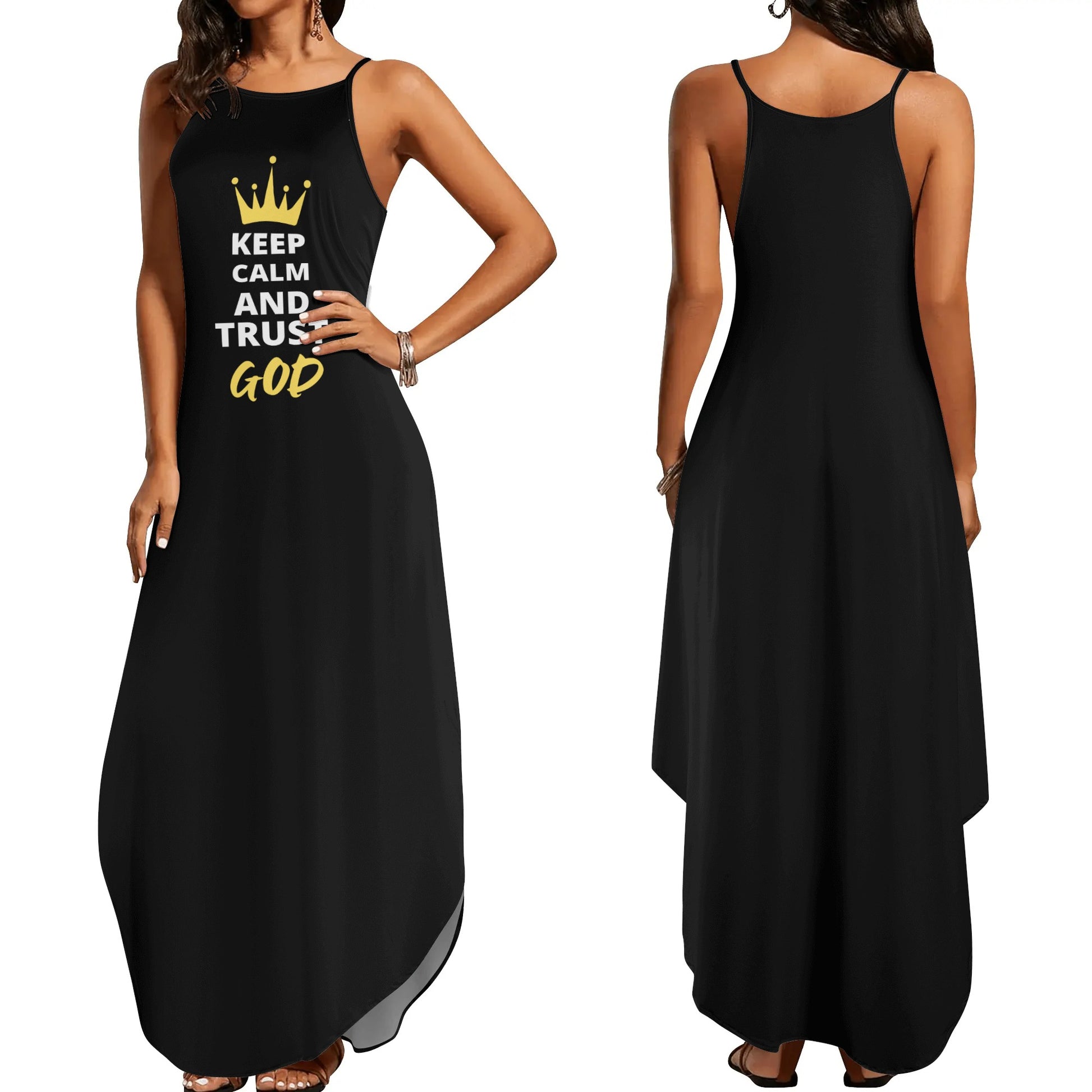 Keep Calm & Trust God Women's Christian Elegant Sleeveless Summer Maxi Dress popcustoms
