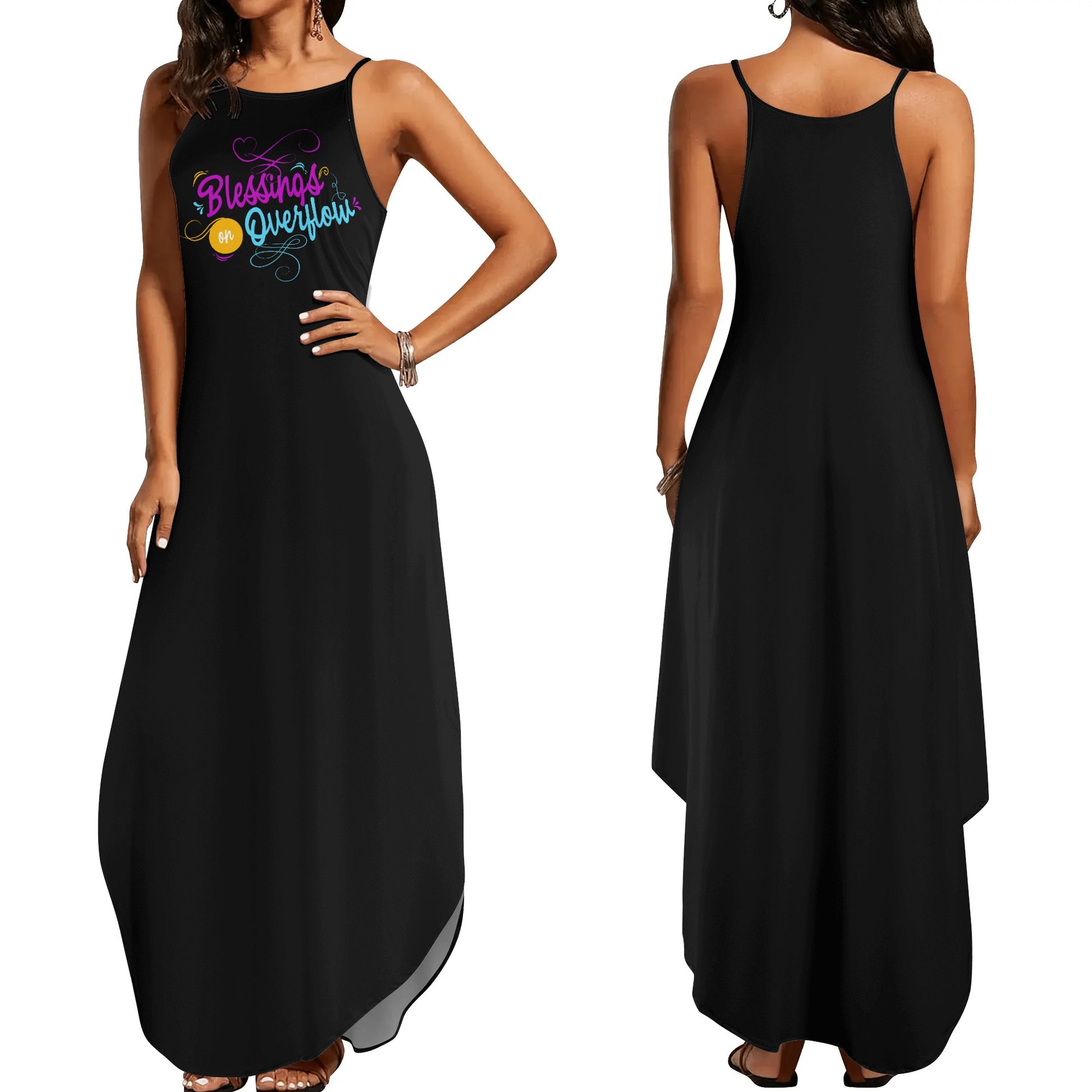 Blessings On Overflow Womens Christian Elegant Sleeveless Summer Maxi Dress popcustoms