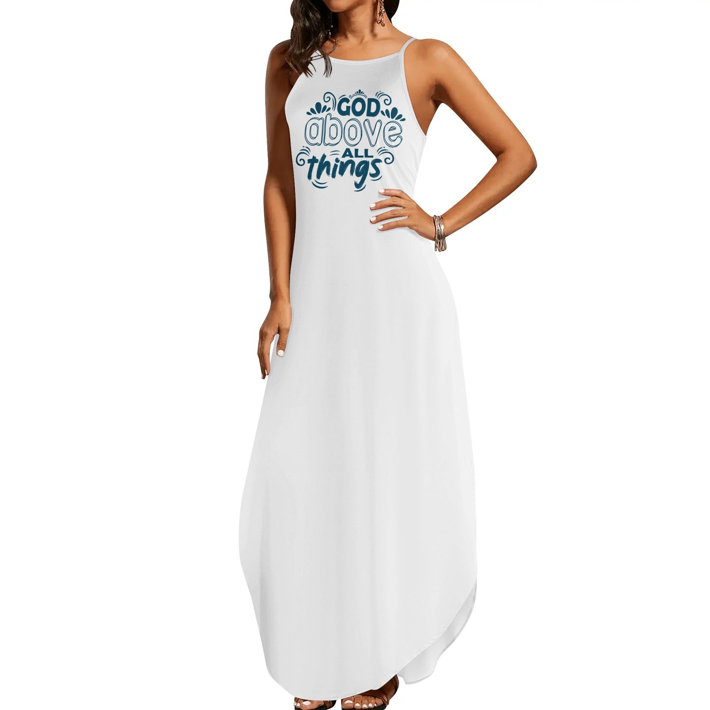 God Above All Things Womens Christian Elegant Sleeveless Summer Maxi Dress popcustoms