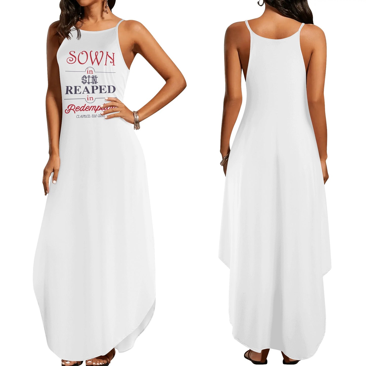 Sown In Sin Reaped In Redemption Womens Christian Elegant Sleeveless Summer Maxi Dress popcustoms