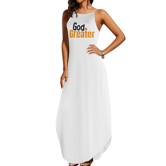 God Is Greater Womens Christian Elegant Sleeveless Summer Maxi Dress popcustoms