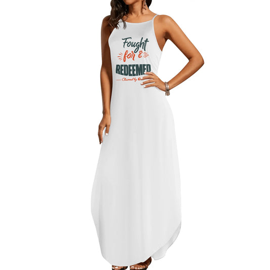Fought For & Redeemed Womens Christian Elegant Sleeveless Summer Maxi Dress popcustoms